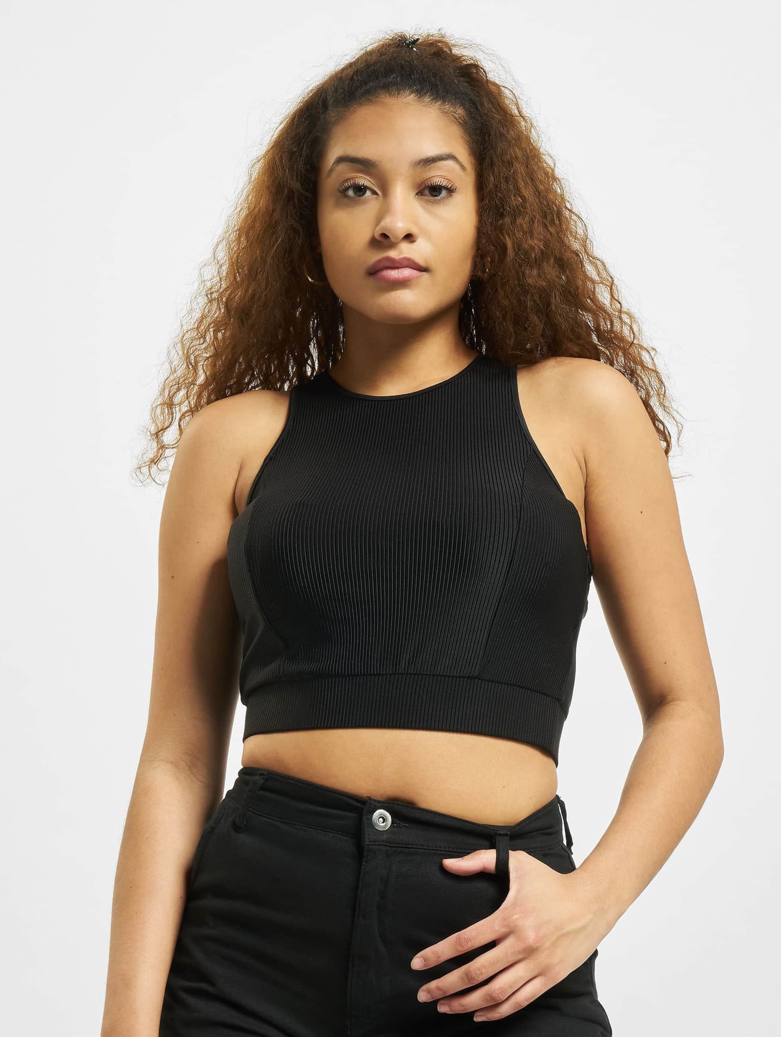 Urban Classics Ladies Cropped Shiny Rib Top
