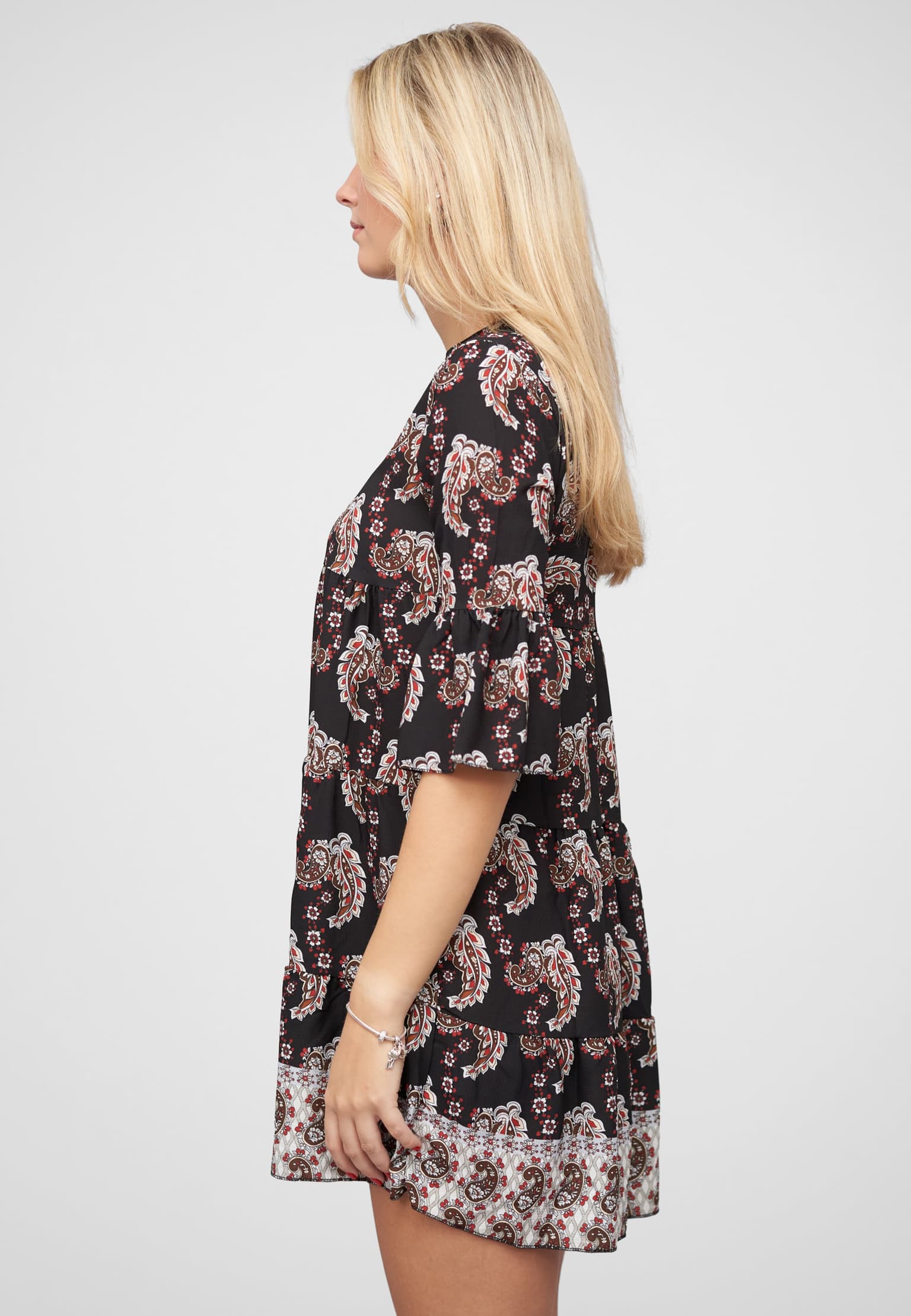 Cloud5ive Paisley Kleid mit V-Neck und All Over Print – Bild 3