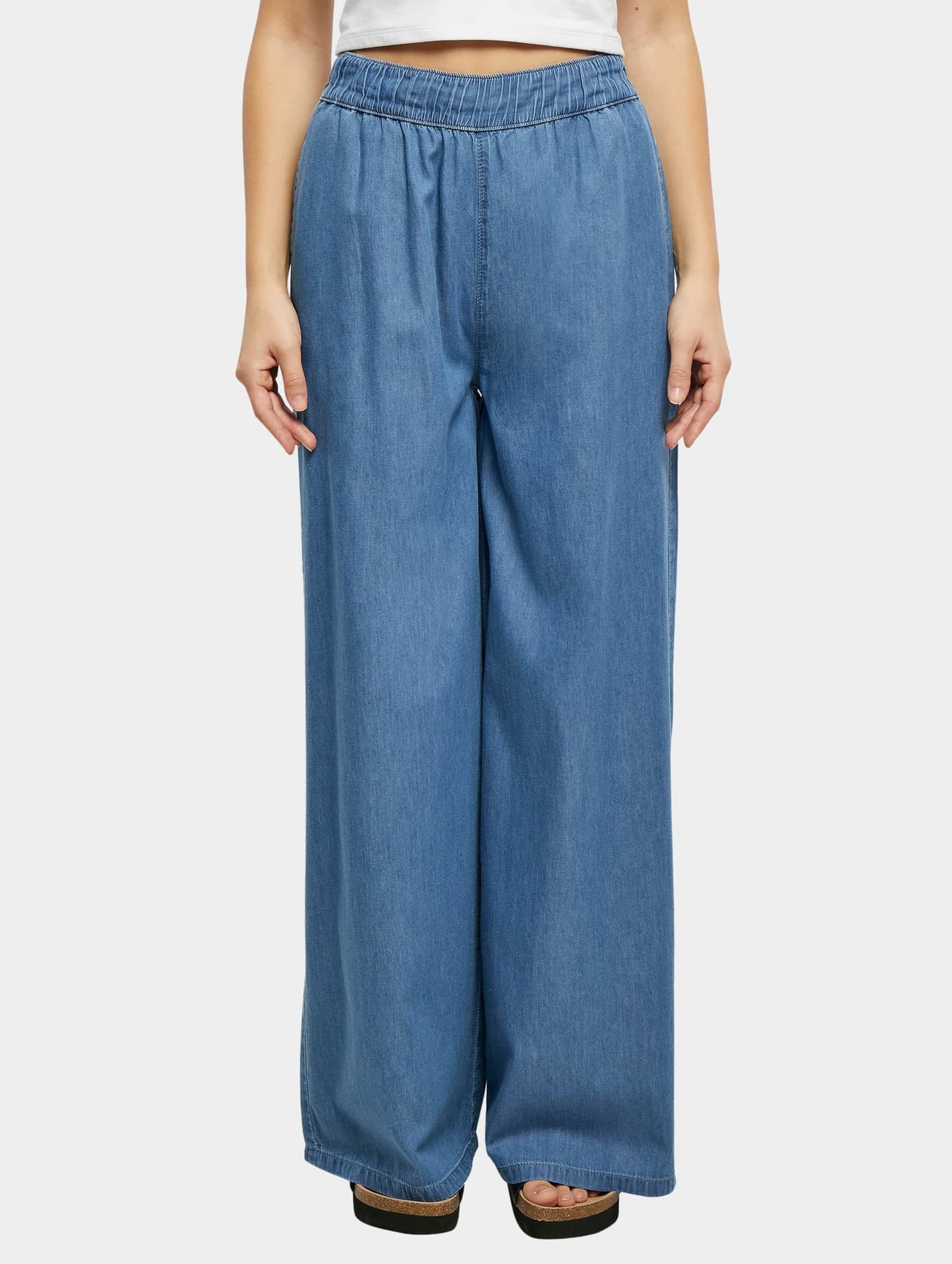 Urban Classics Ladies Light Denim Wide Leg Pants – Bild 3