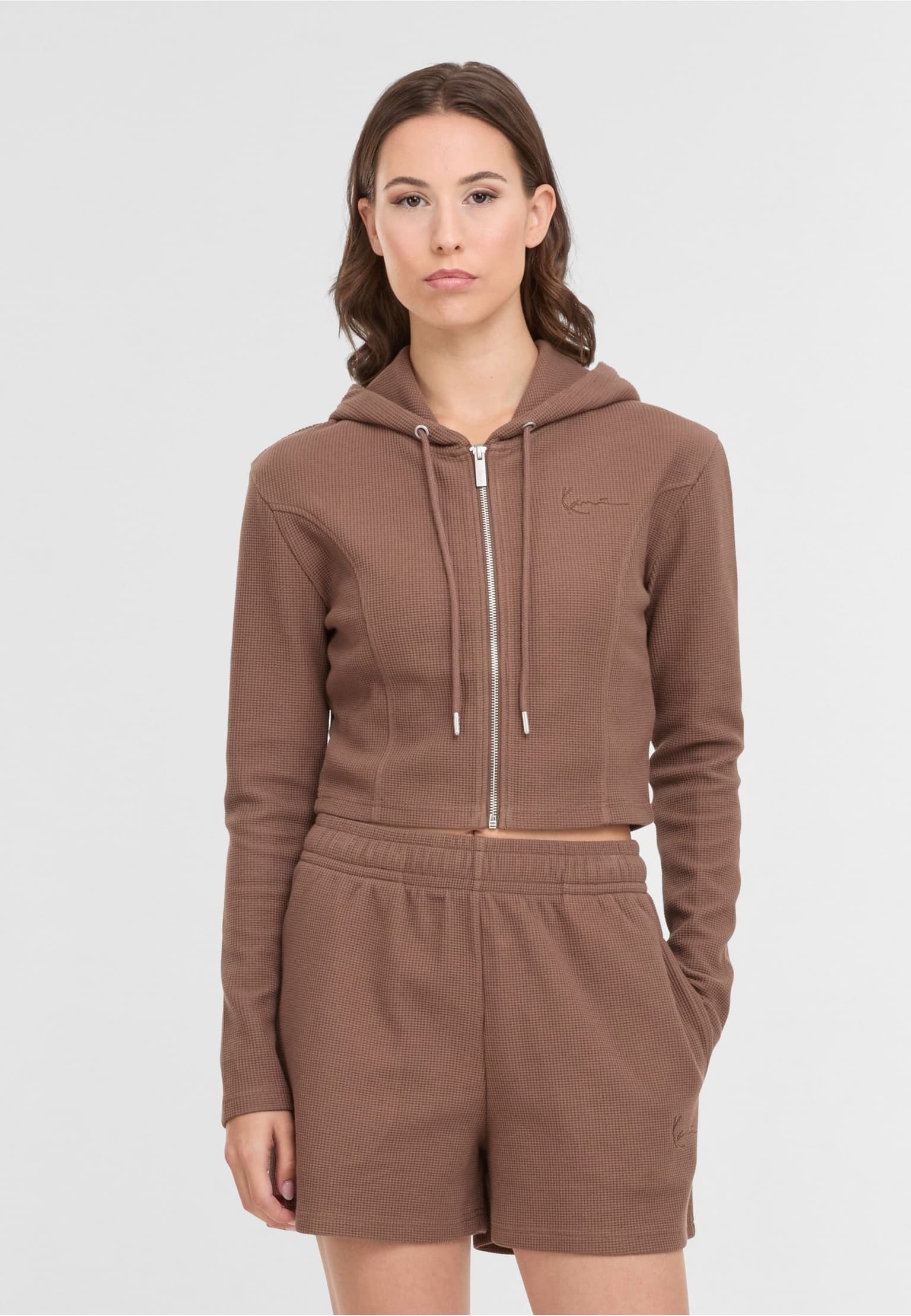 Karl Kani Signature Waffle Cropped Zip Hoodie