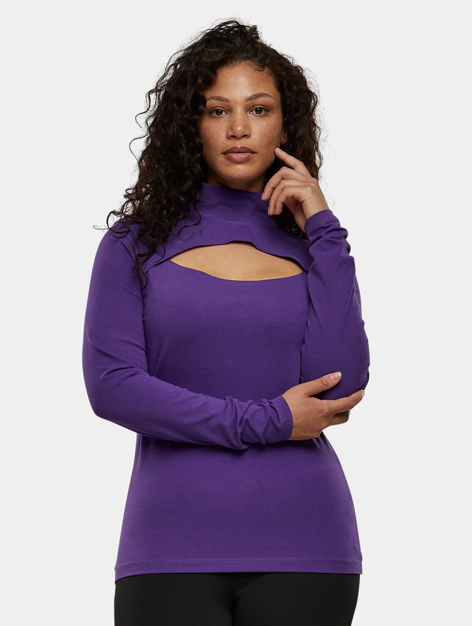 Urban Classics Ladies Cut-Out Turtleneck Longsleeve