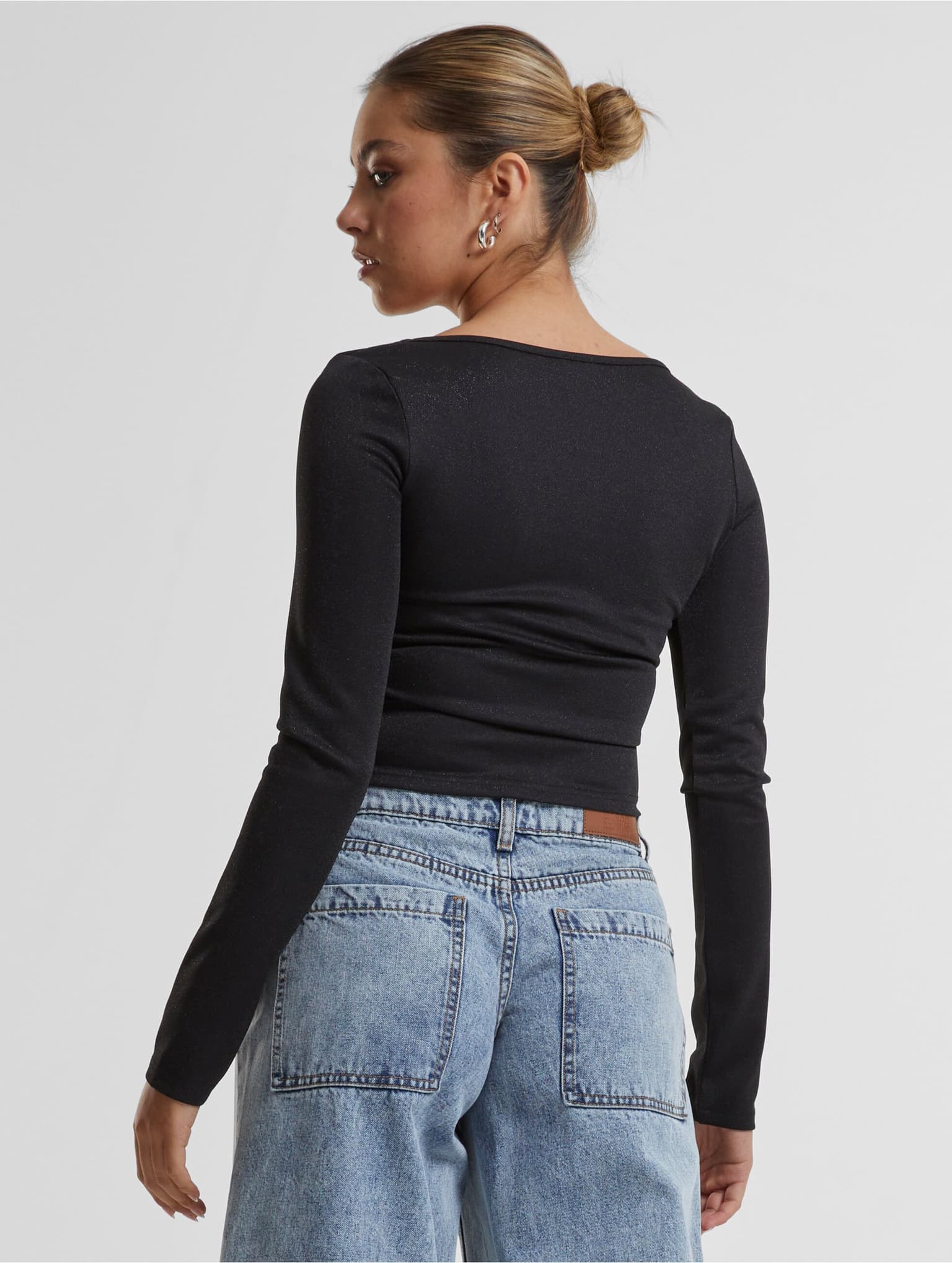 Urban Classics Ladies Glitter Square Neck Longsleeve – Bild 2
