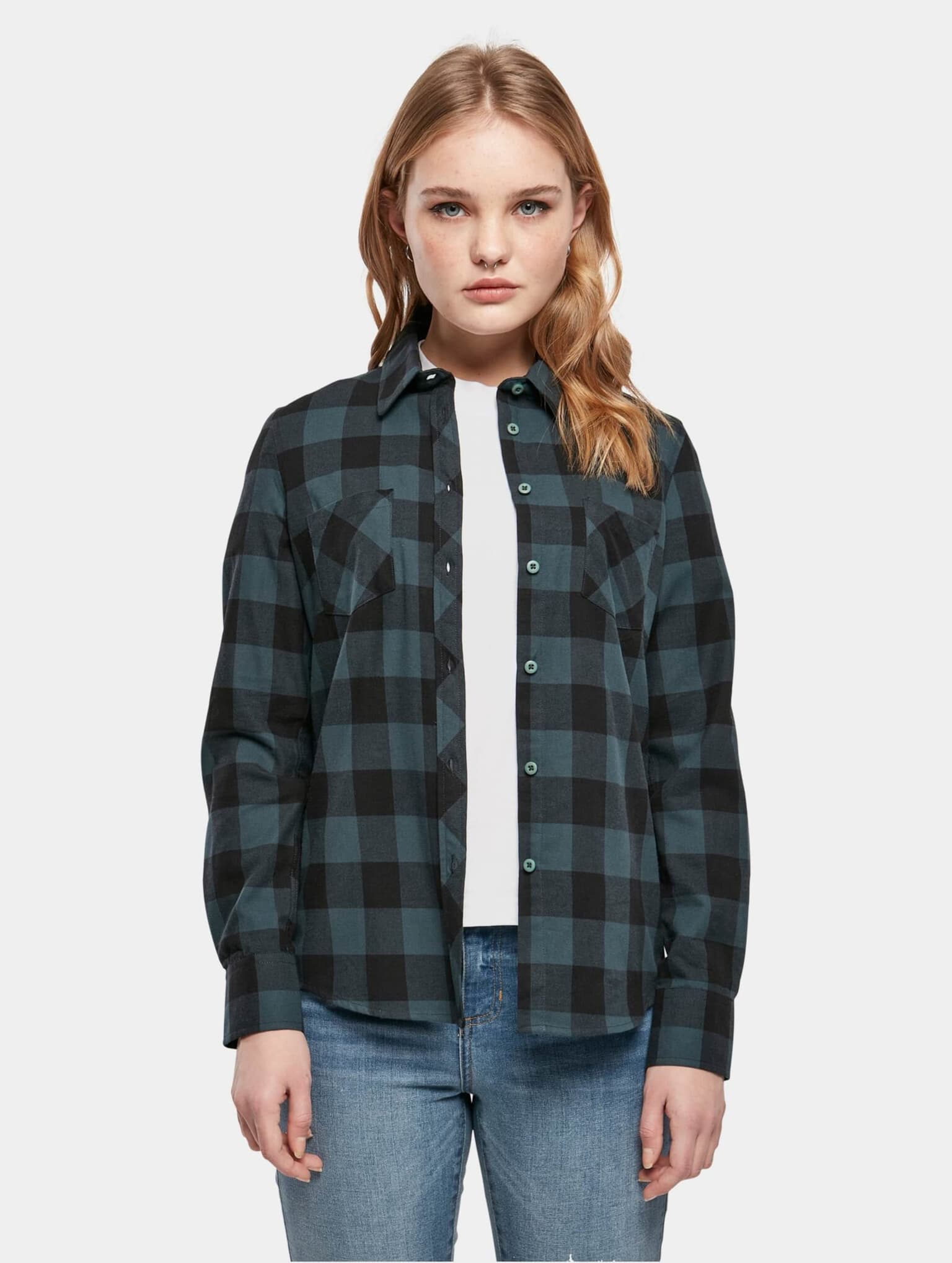 Urban Classics Ladies Turnup Checked Flanell Shirt – Bild 3