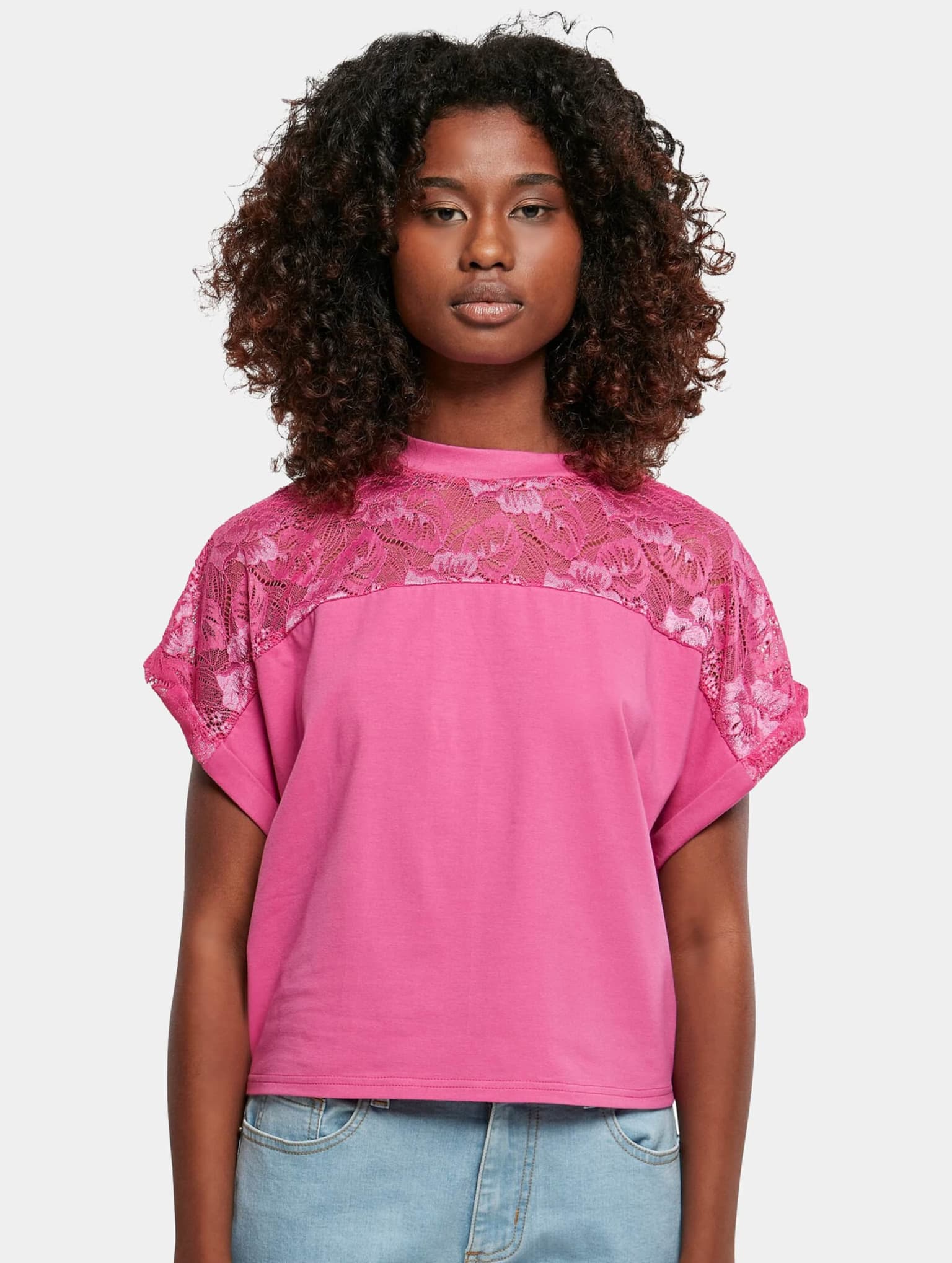 Urban Classics Ladies Short Oversized Lace Tee – Bild 3
