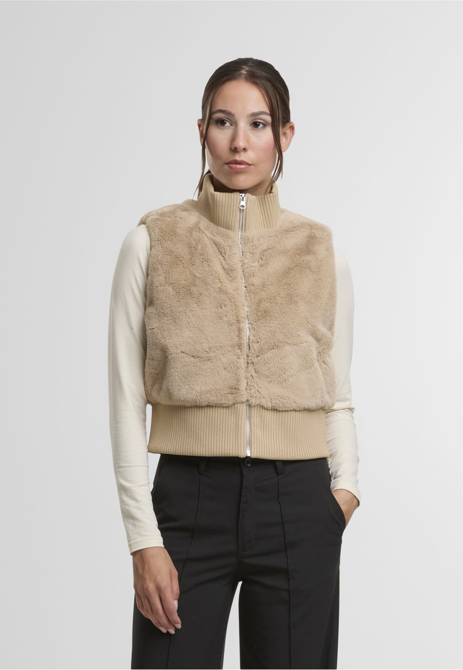 Urban Classics Ladies Cropped Faux Fur Vest