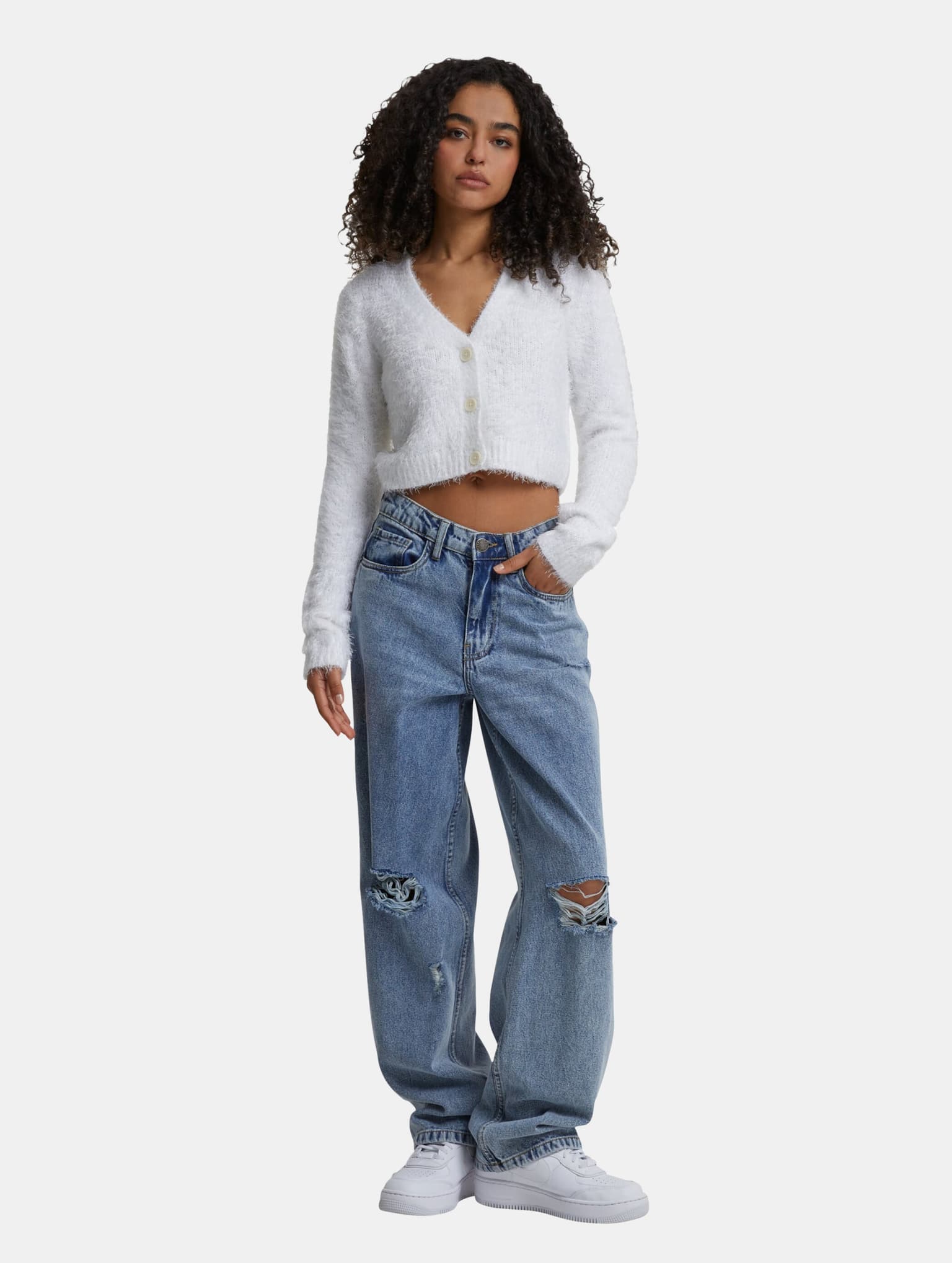 Urban Classics Ladies Cropped Feather Strickjacke – Bild 4