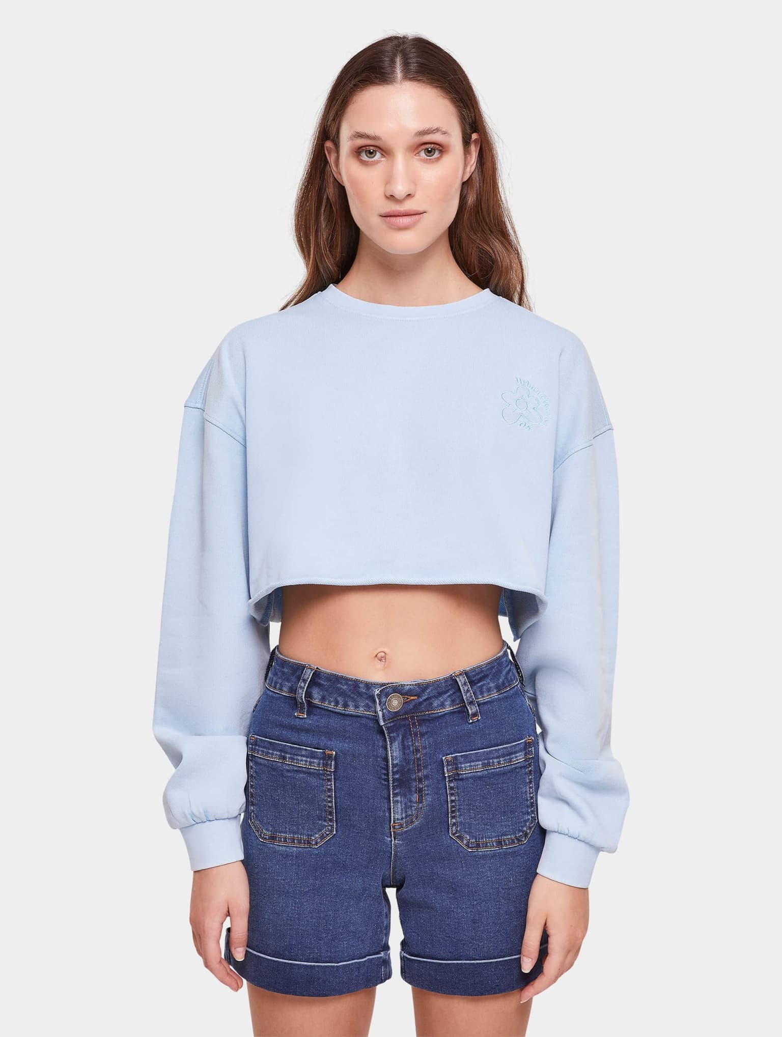 Urban Classics Ladies Cropped Flower Embroidery Terry Crewneck – Bild 3
