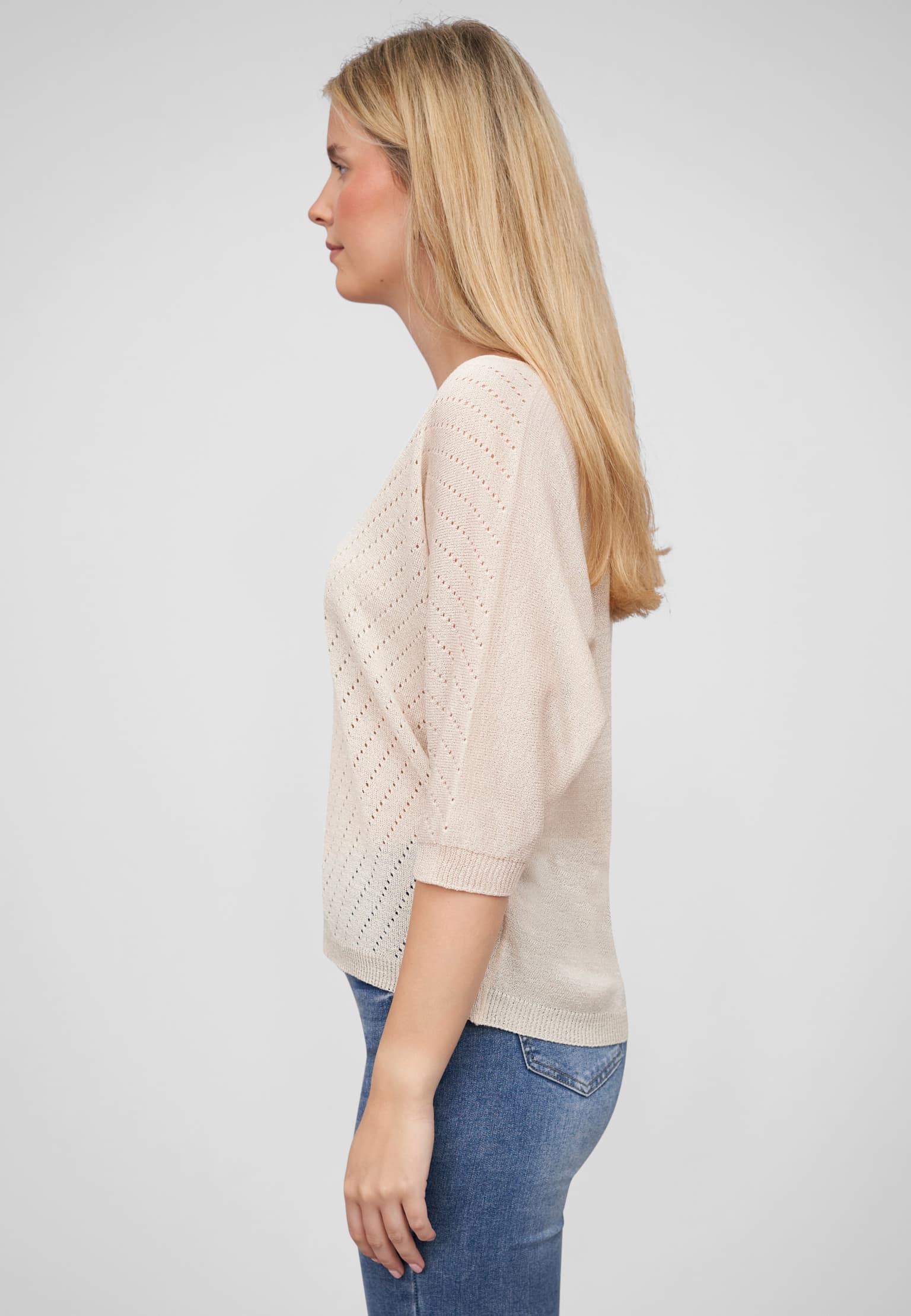 Cloud5ive Damen 3/4 Arm Top mit Fledermausärmeln und Lochmuster – Bild 3
