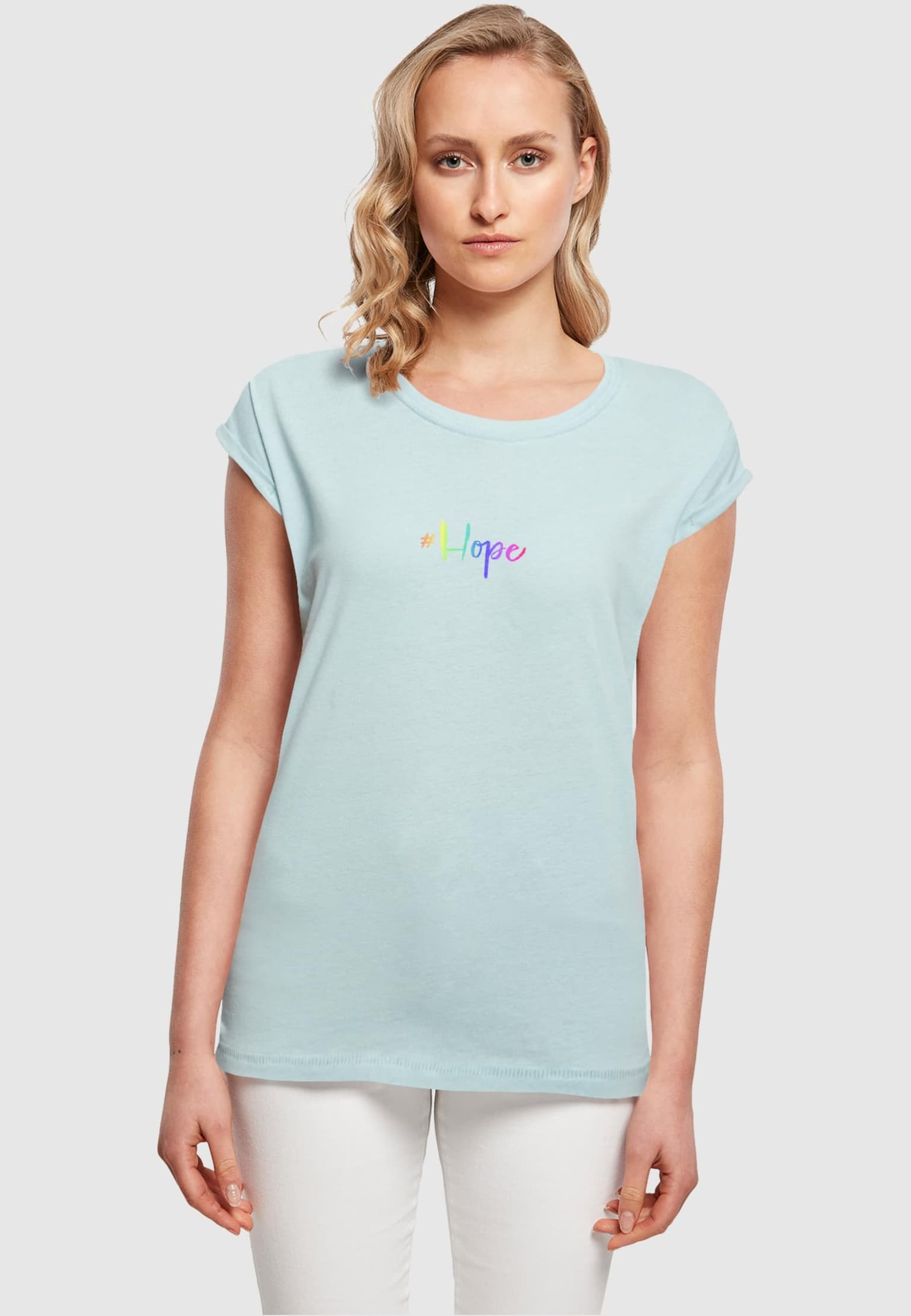 Merchcode Ladies Hope Rainbow Extended Shoulder Tee