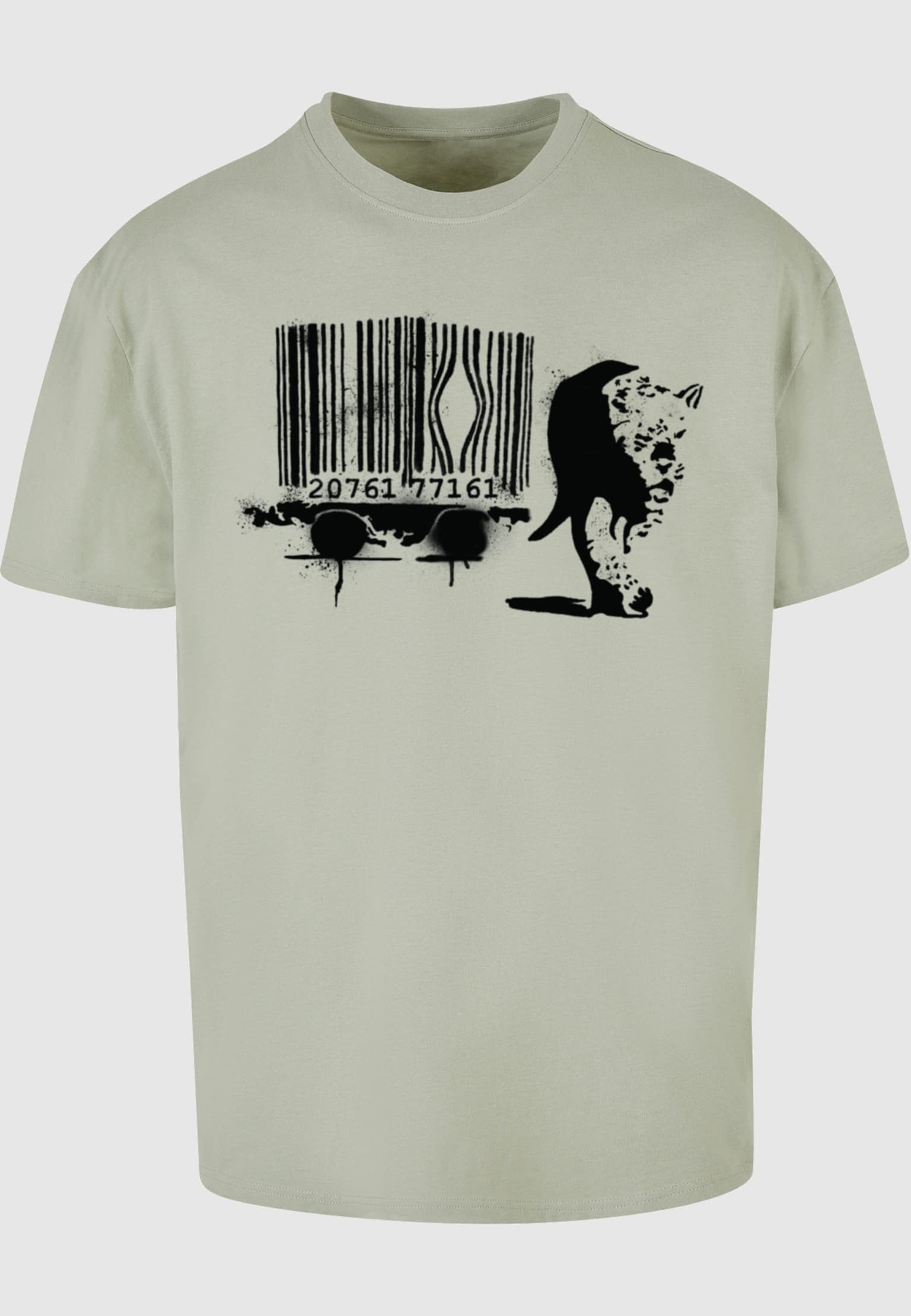Merchcode Brandalised - Barcode Leopard Heavy Oversize Tee – Bild 3