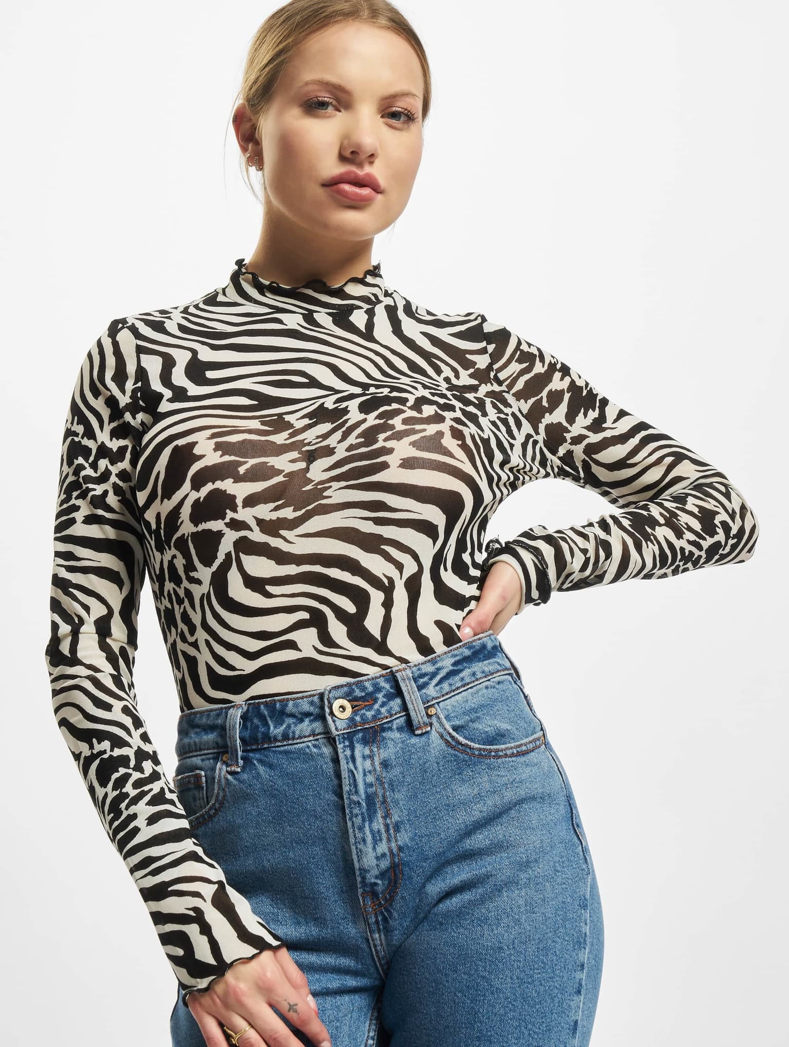 Urban Classics Ladies AOP Mesh Turtleneck Longsleeve
