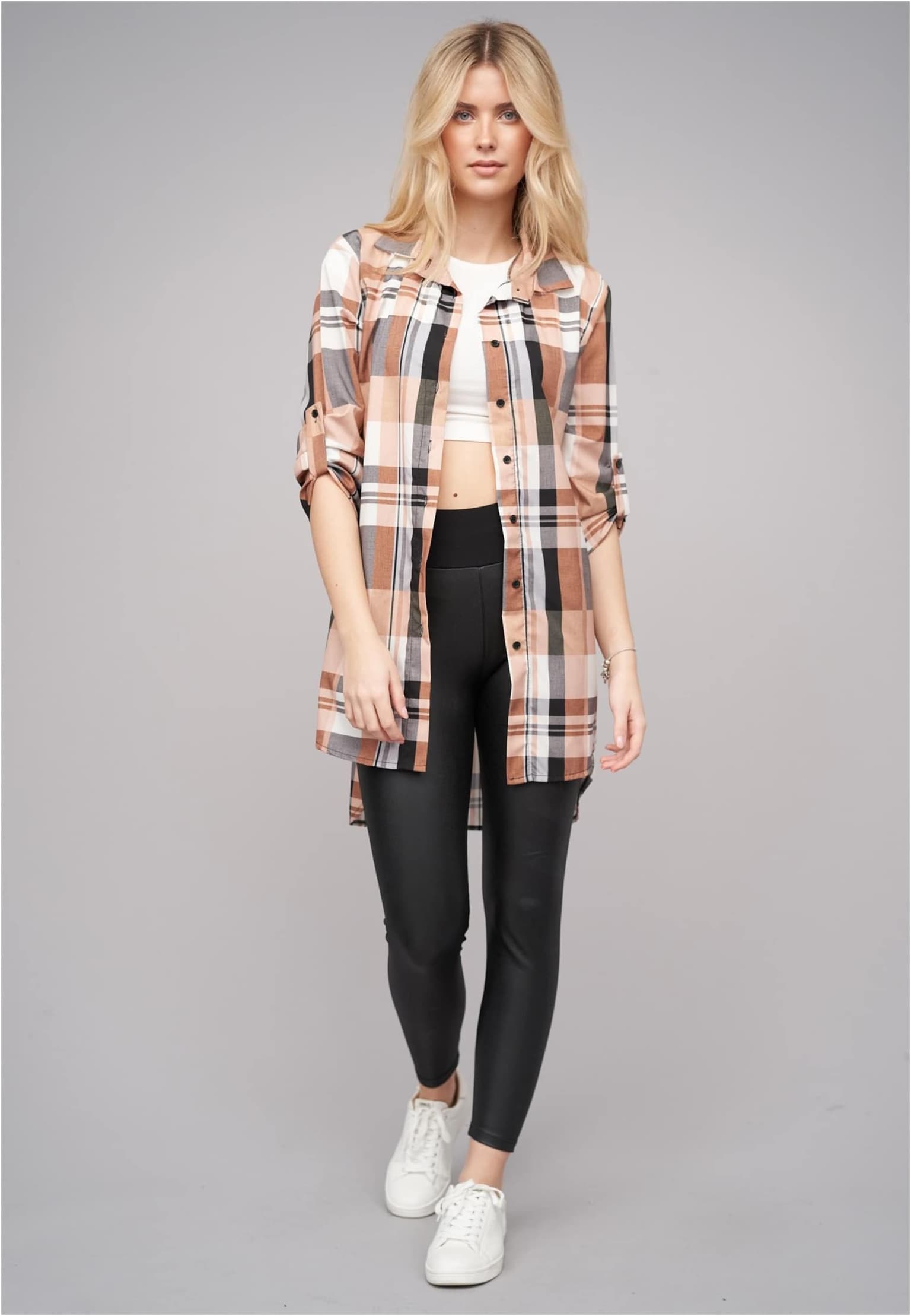 Cloud5ive Turn Up 3/4 Arm Bluse kariert BIG – Bild 3