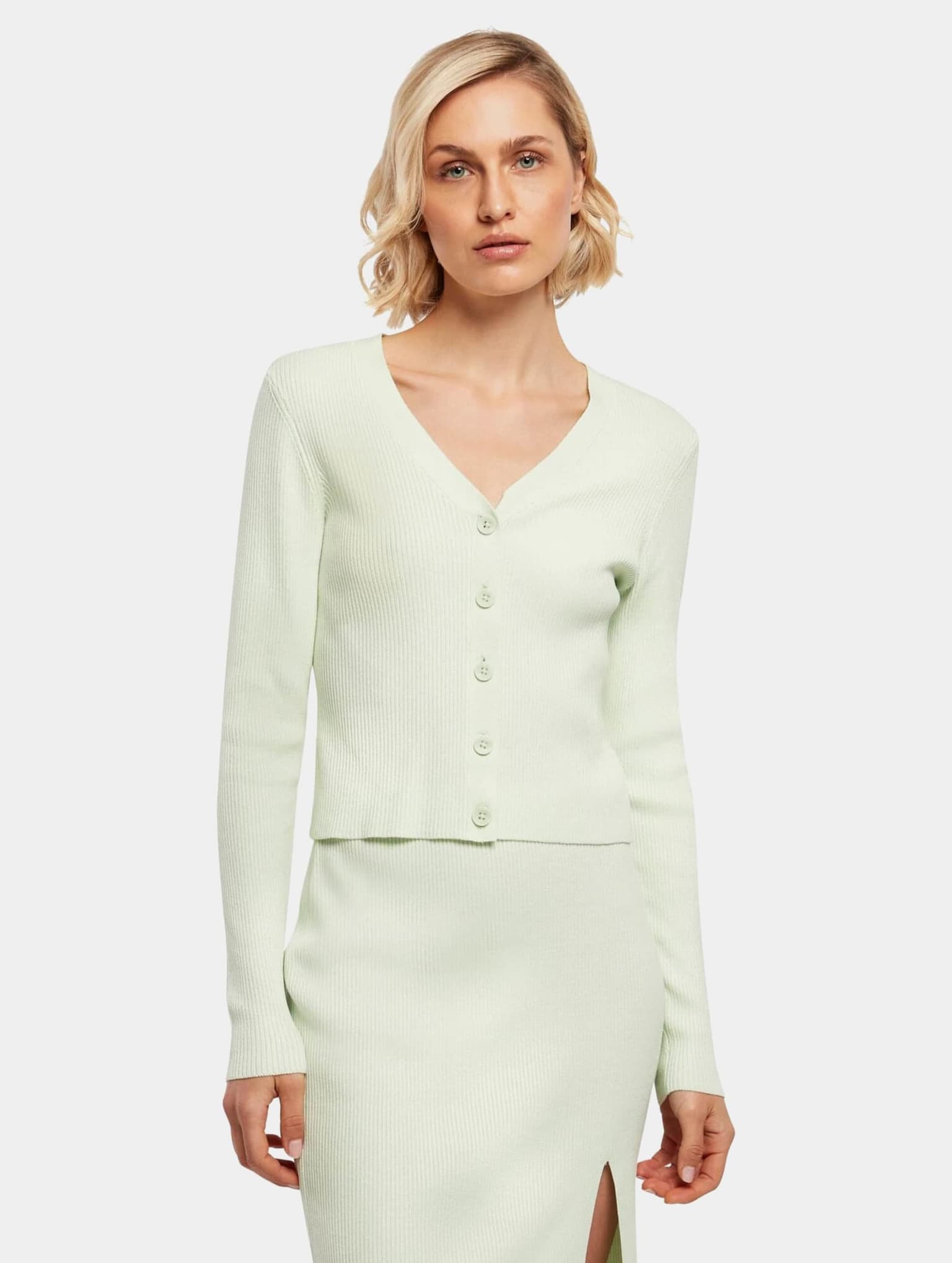 Urban Classics Ladies Short Rib Knit Cardigan