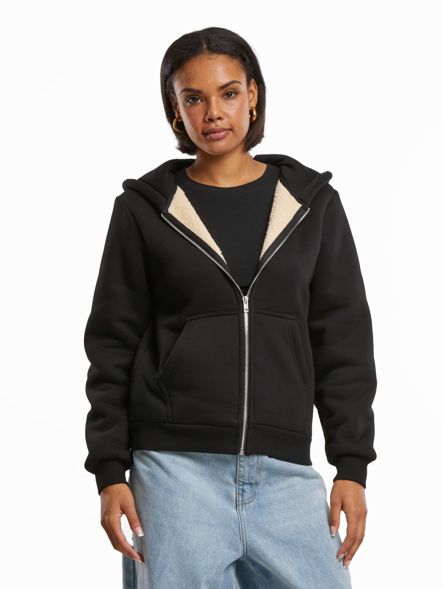 Urban Classics Ladies Bonded Sherpa Zip Hoody – Bild 3