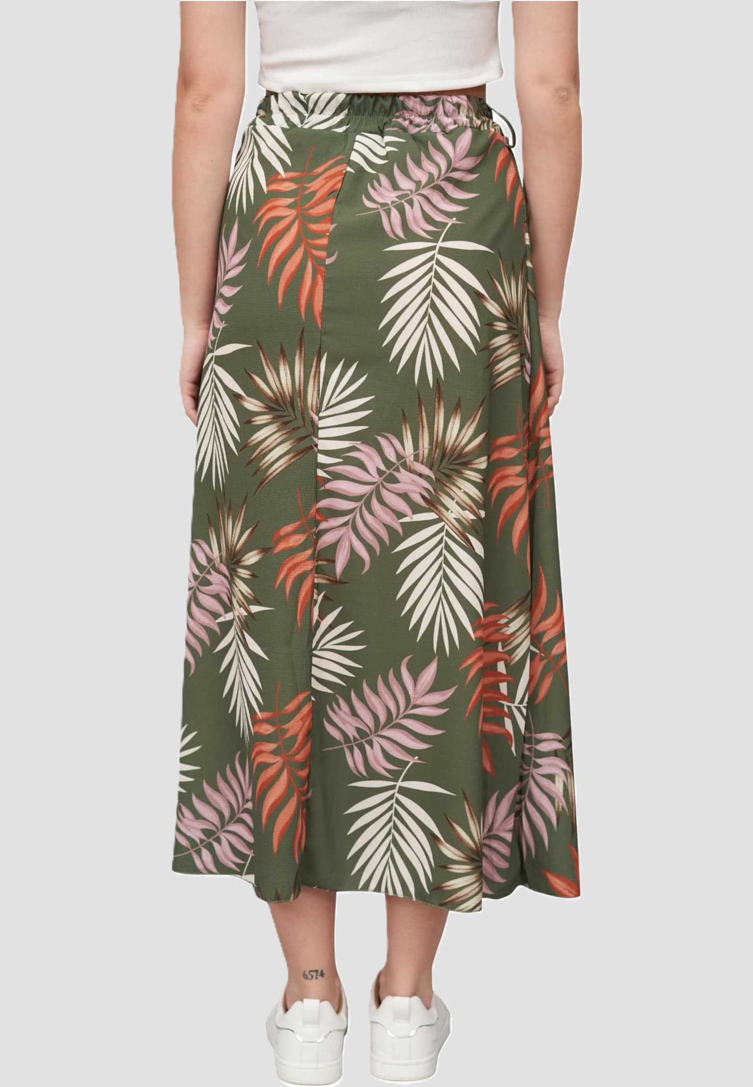 Cloud5ive Damen Longform Rock mit Allover Blätter Print – Bild 2