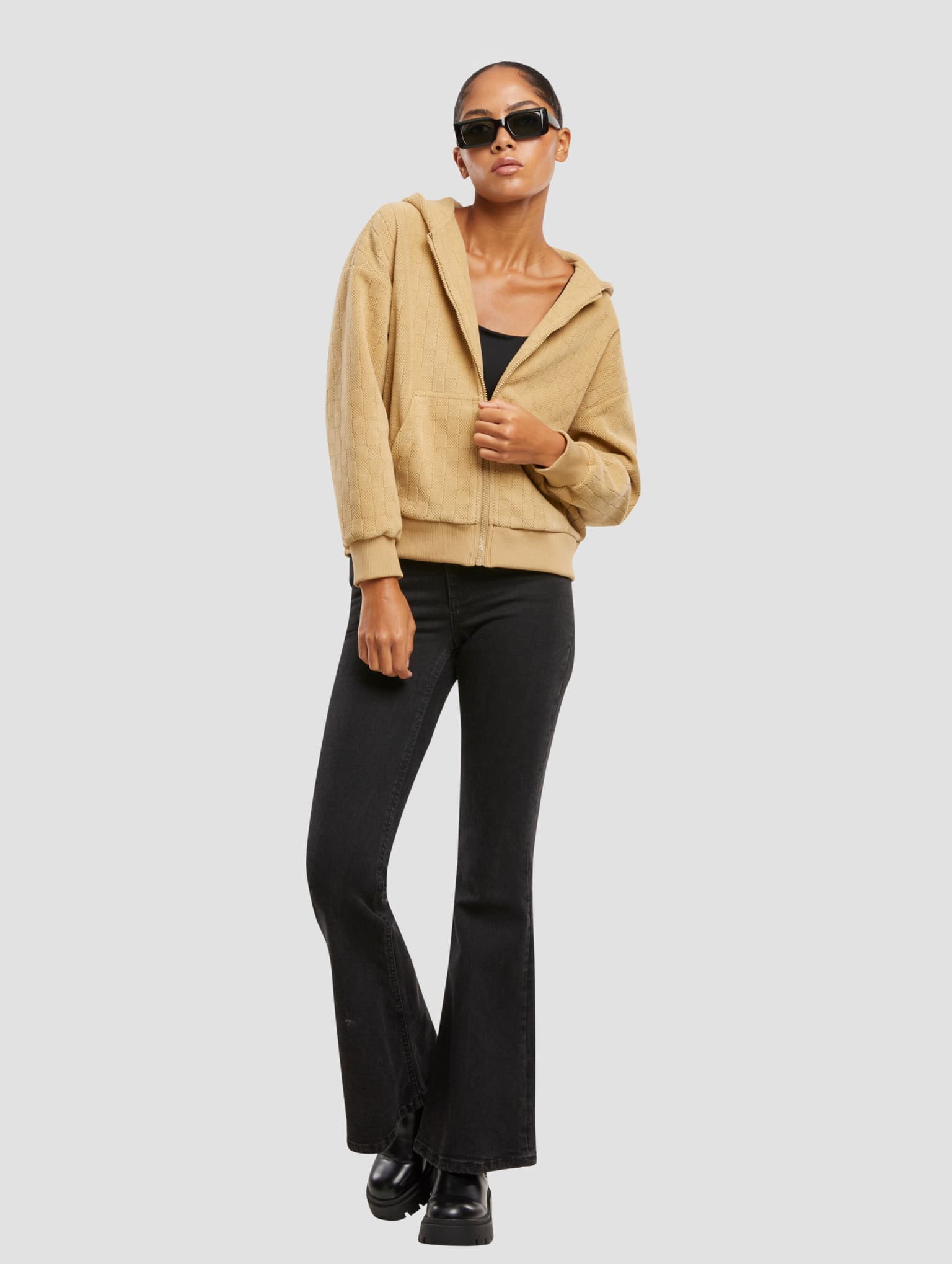 Urban Classics Ladies Jacquard Velvet Oversized Zip Hoodie – Bild 4