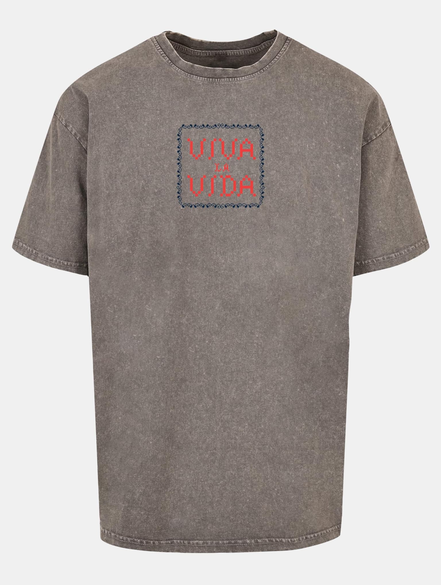 Merchcode POD Frida Kahlo - Pixels viva la vida Acid Washed Heavy Oversize Tee – Bild 3