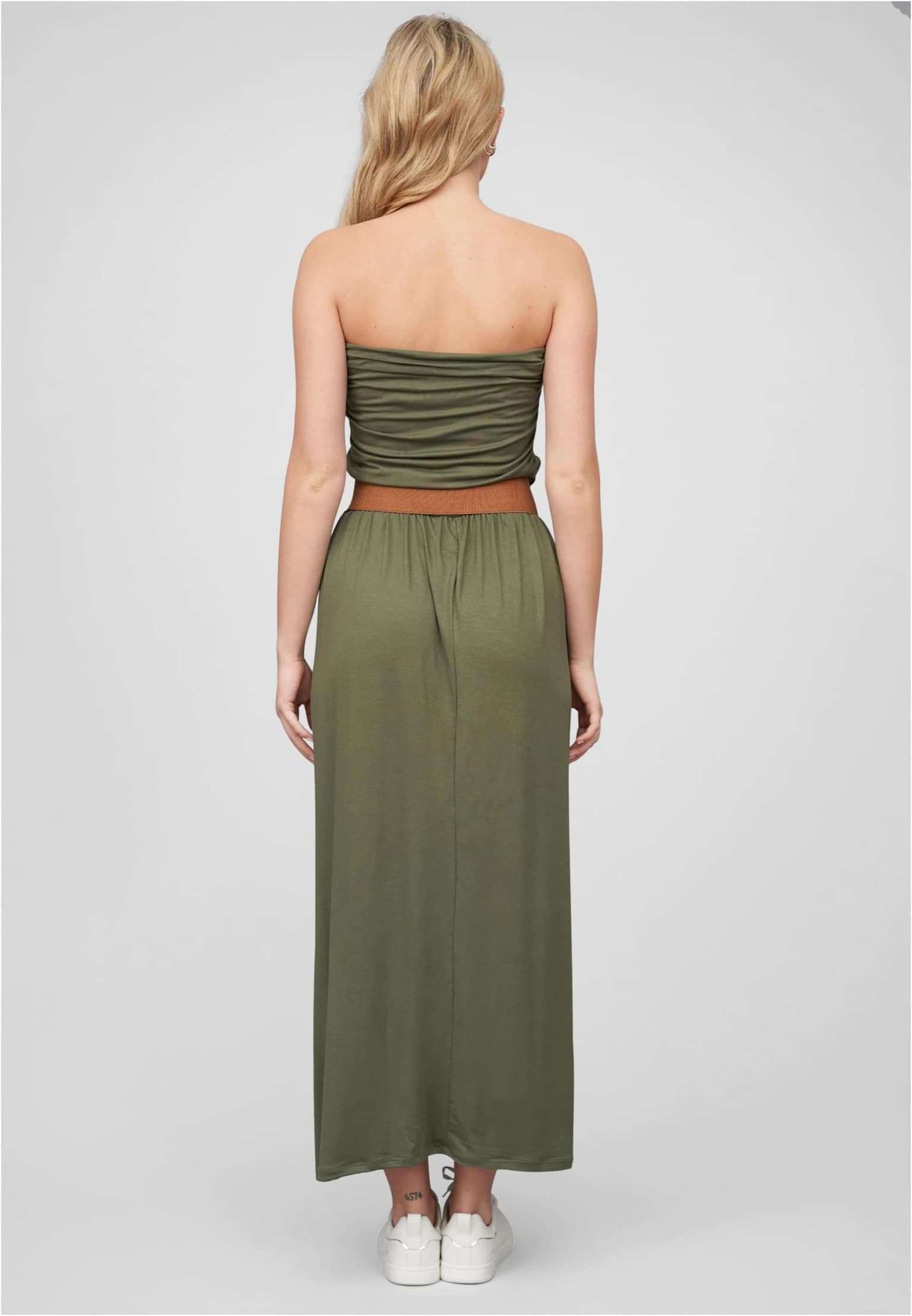 Cloud5ive Damen Longform Bandeau Kleid mit 2-Pockets Gürtel – Bild 2