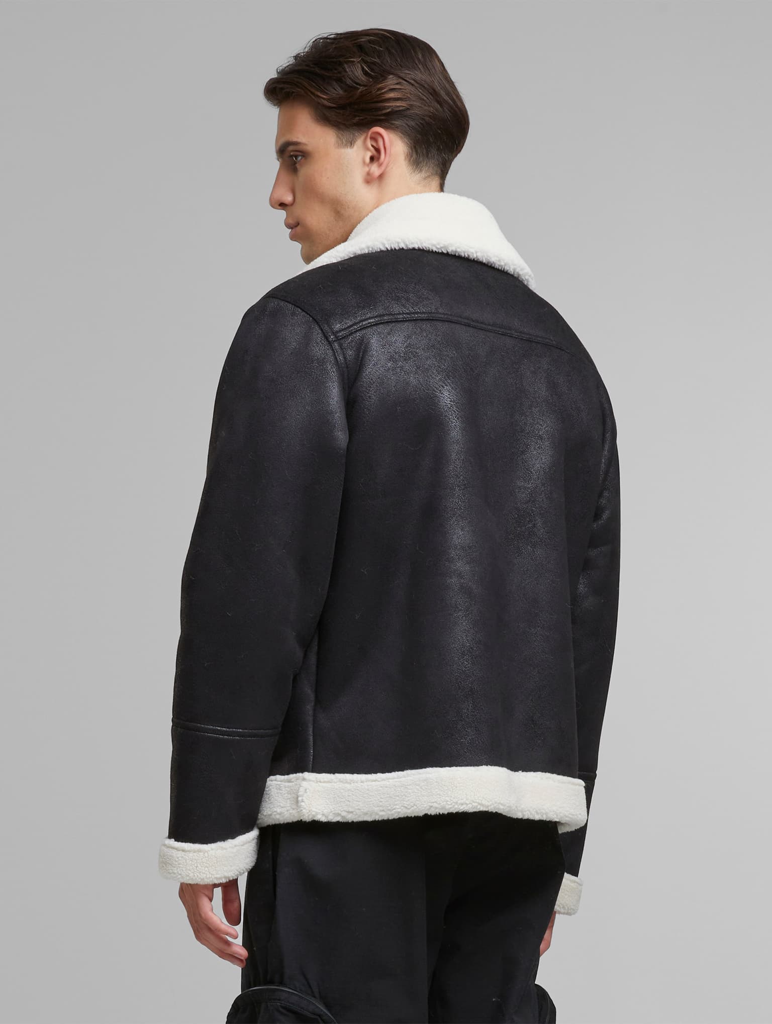 Urban Classics Shearling Biker Winterjacke – Bild 2