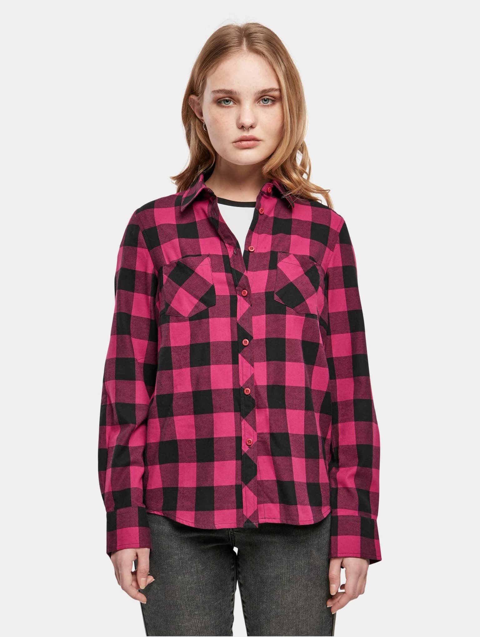 Urban Classics Ladies Turnup Checked Flanell Shirt – Bild 3