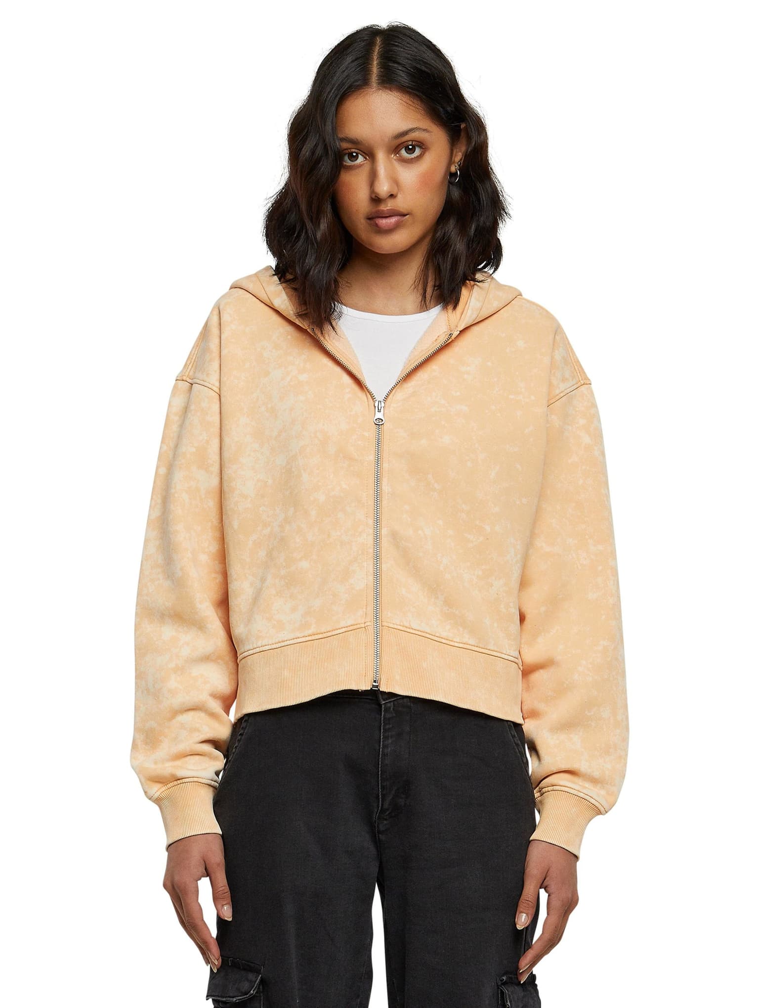 Urban Classics Ladies Short Oversized Towel Washed Zip Hoody – Bild 4