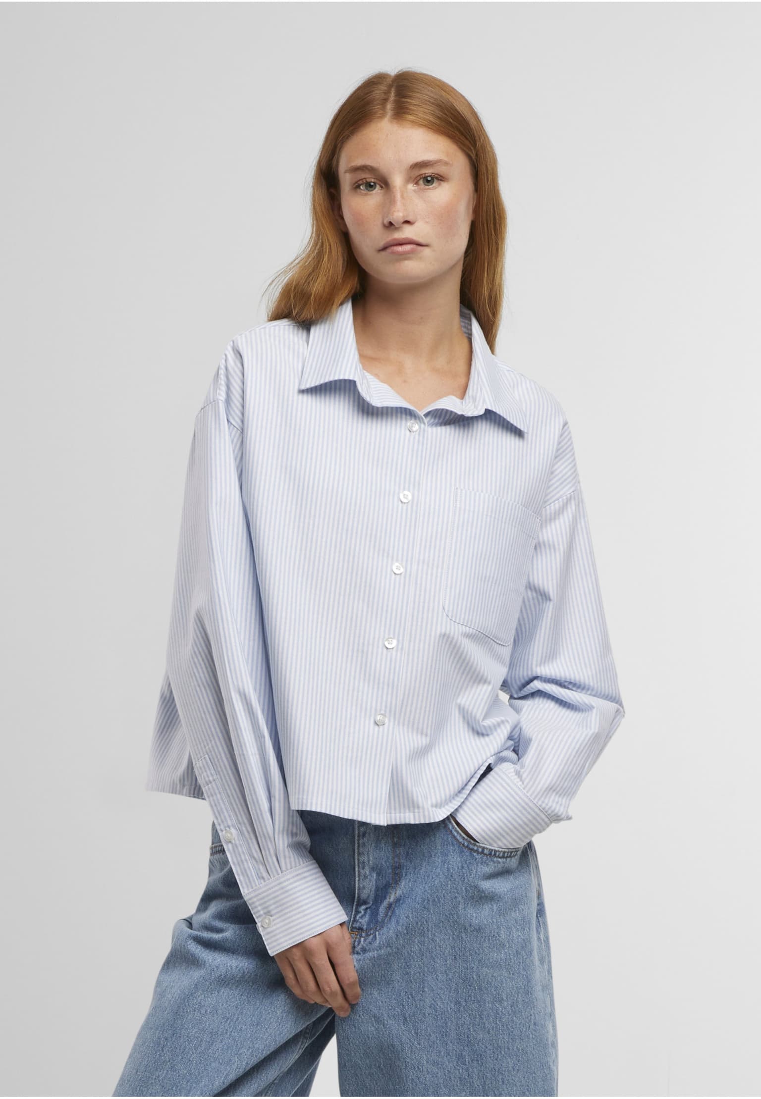 Urban Classics Ladies Striped Short Oxford Shirt