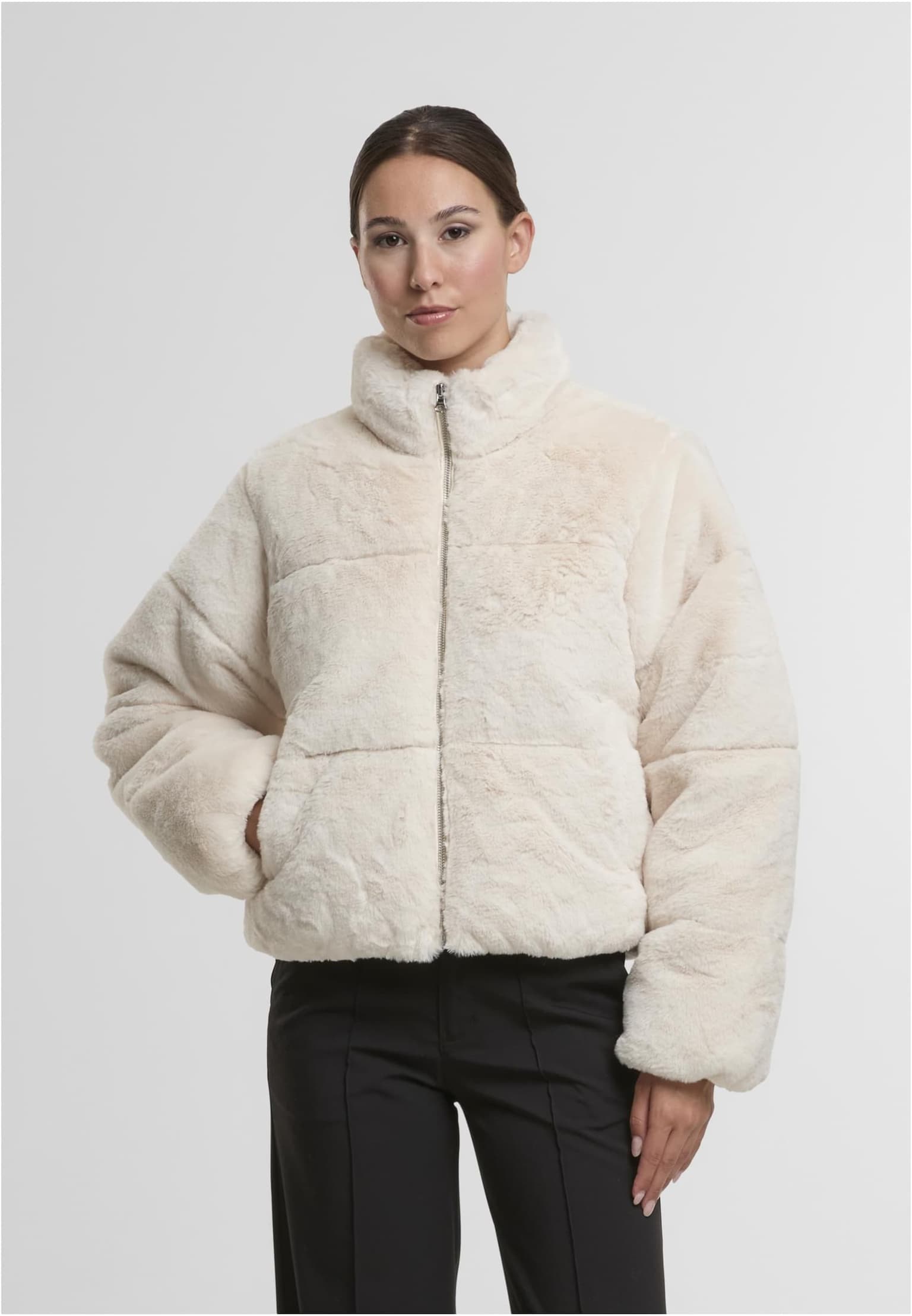 Urban Classics Ladies Short Faux Fur Puffer Jacket