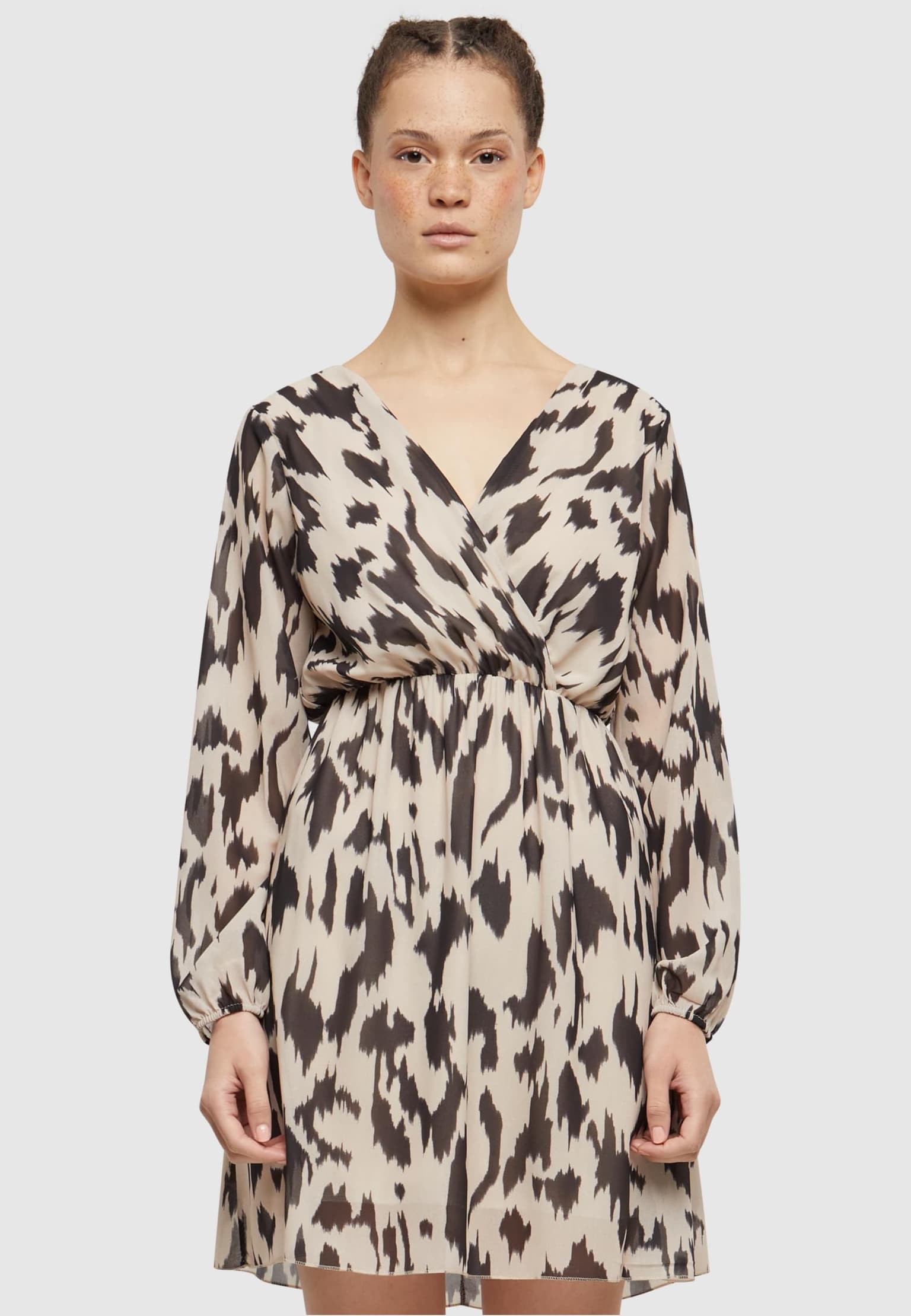 Cloud5ive Damen Kleid in Wickeloptik mit Bindegürtel und Blumenprint