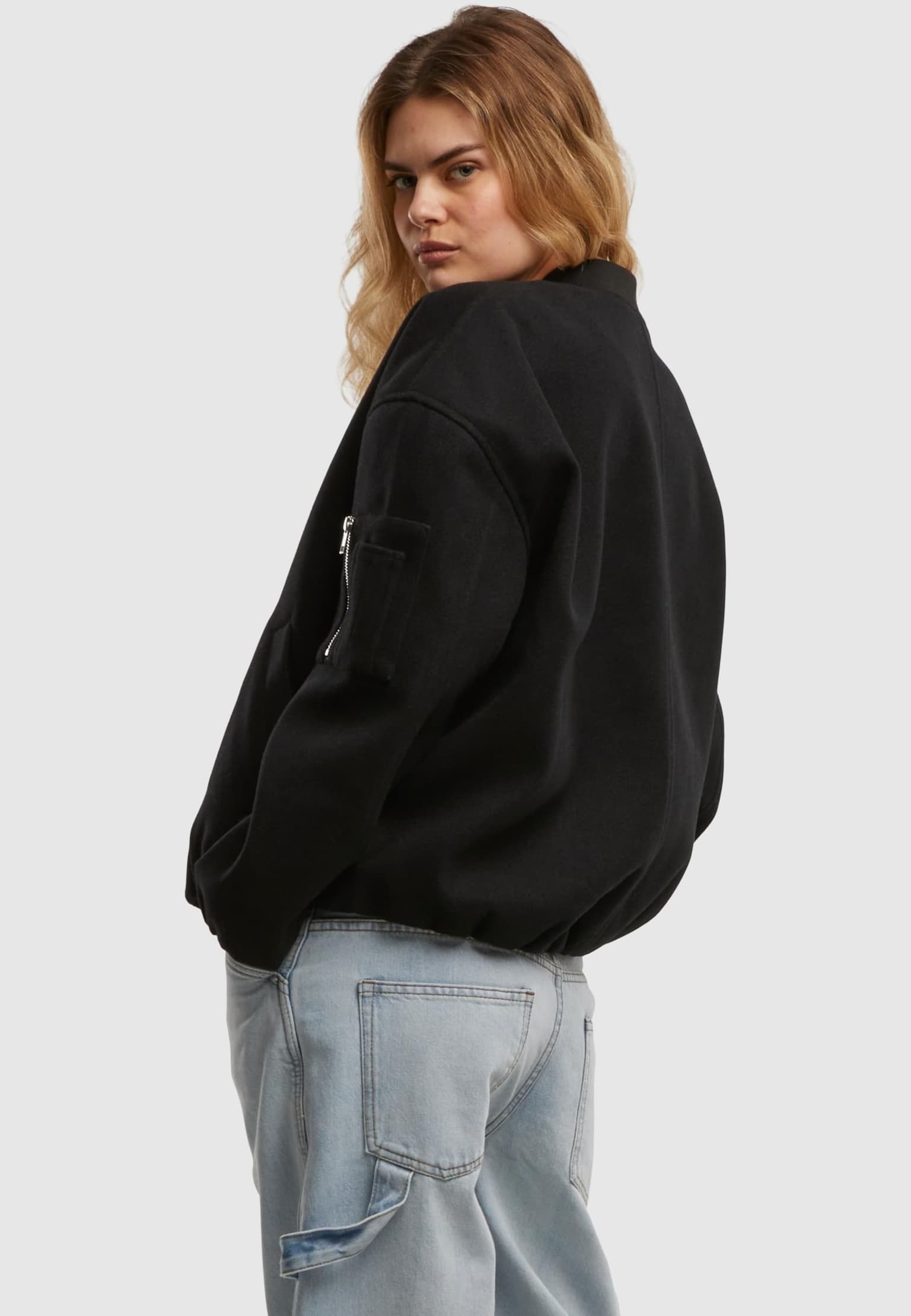 Urban Classics Ladies Faux Wool Bomber Jacket – Bild 2