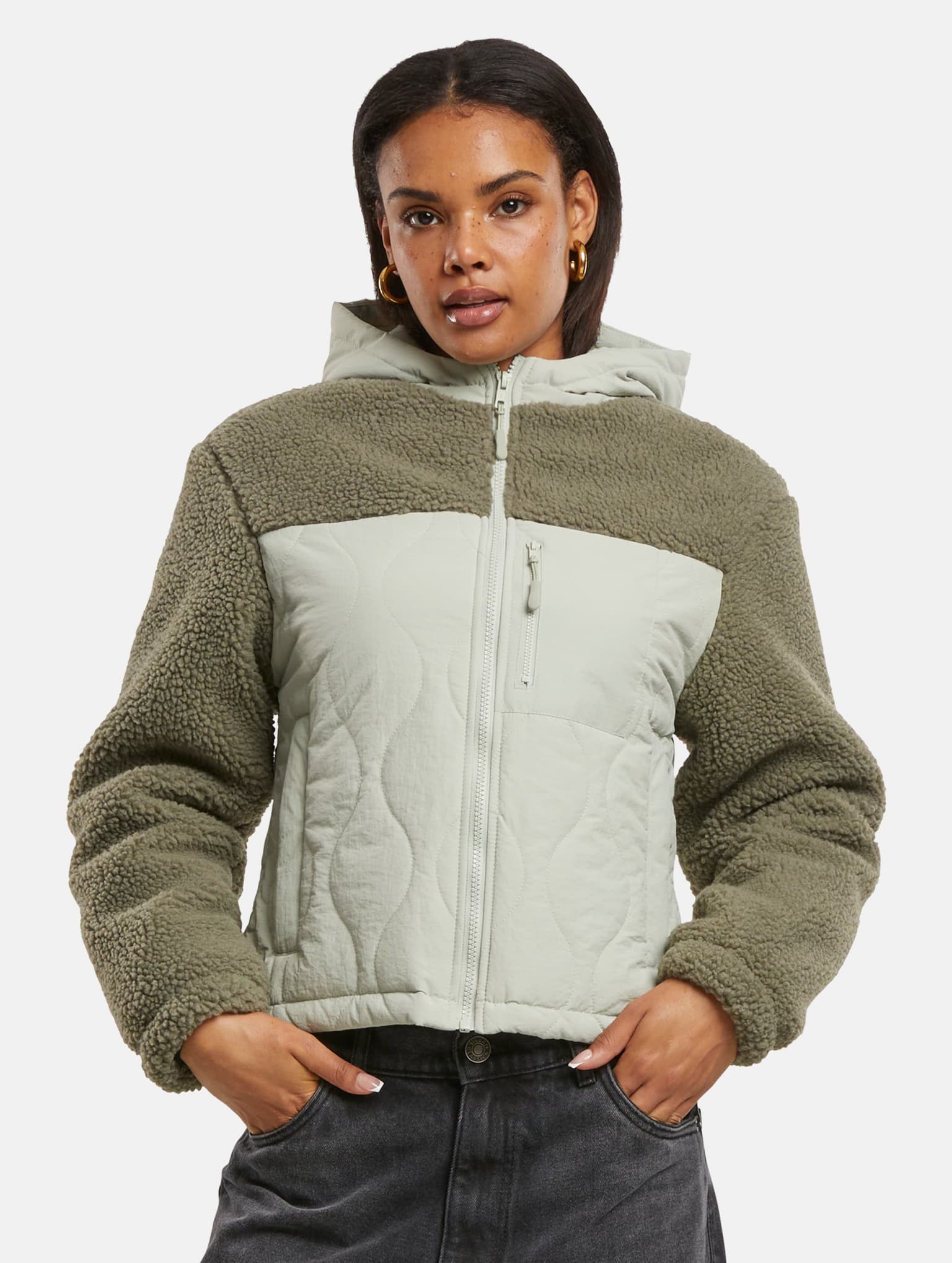Urban Classics Ladies Sherpa Crinkle Nylon Mix Jacket