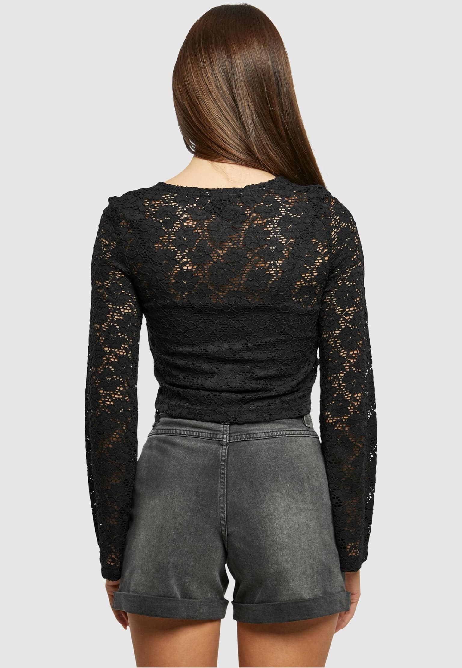 Urban Classics Ladies Cropped Lace Longsleeve – Bild 2