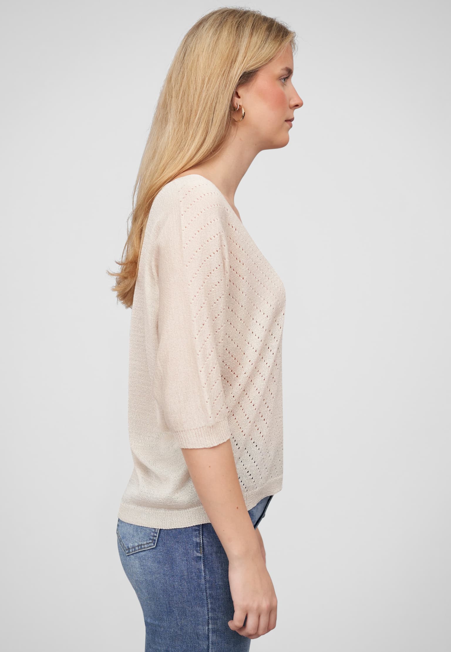 Cloud5ive Damen 3/4 Arm Top mit Fledermausärmeln und Lochmuster – Bild 4