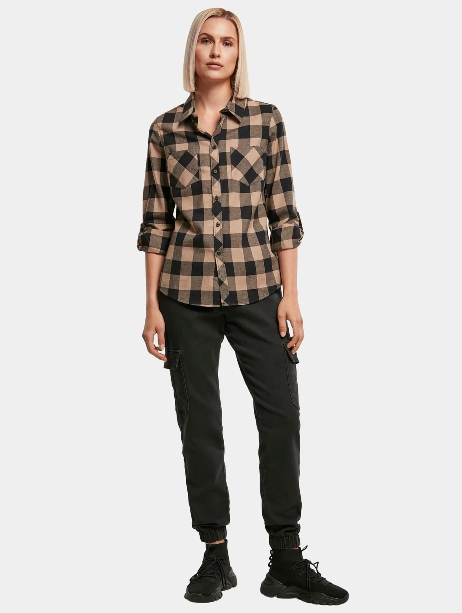 Urban Classics Ladies Turnup Checked Flanell Shirt – Bild 4