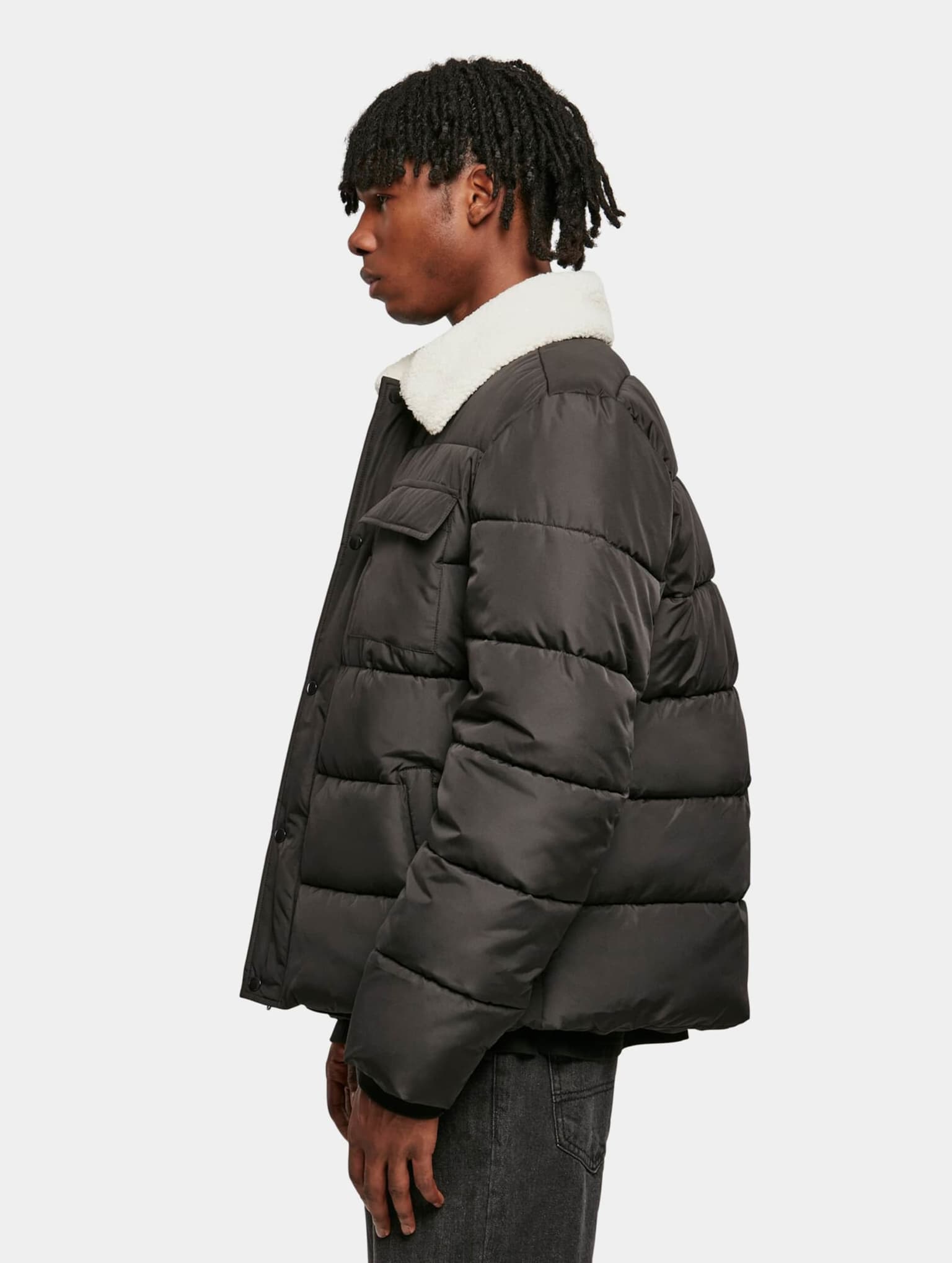 Urban Classics Sherpa Collar Padded Shirt Jacket – Bild 3