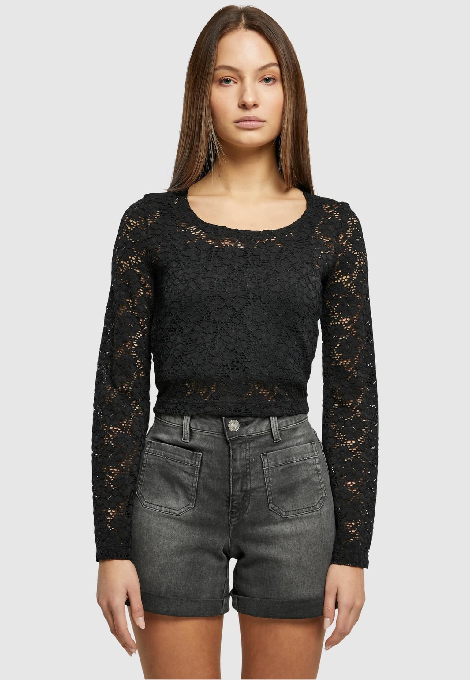 Urban Classics Ladies Cropped Lace Longsleeve – Bild 3