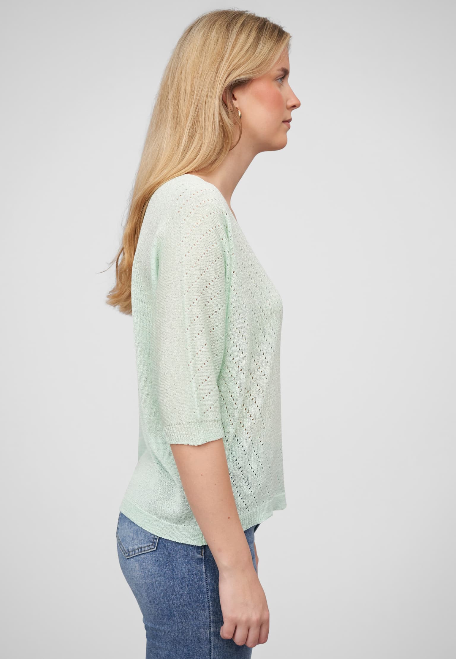 Cloud5ive Damen 3/4 Arm Top mit Fledermausärmeln und Lochmuster – Bild 4