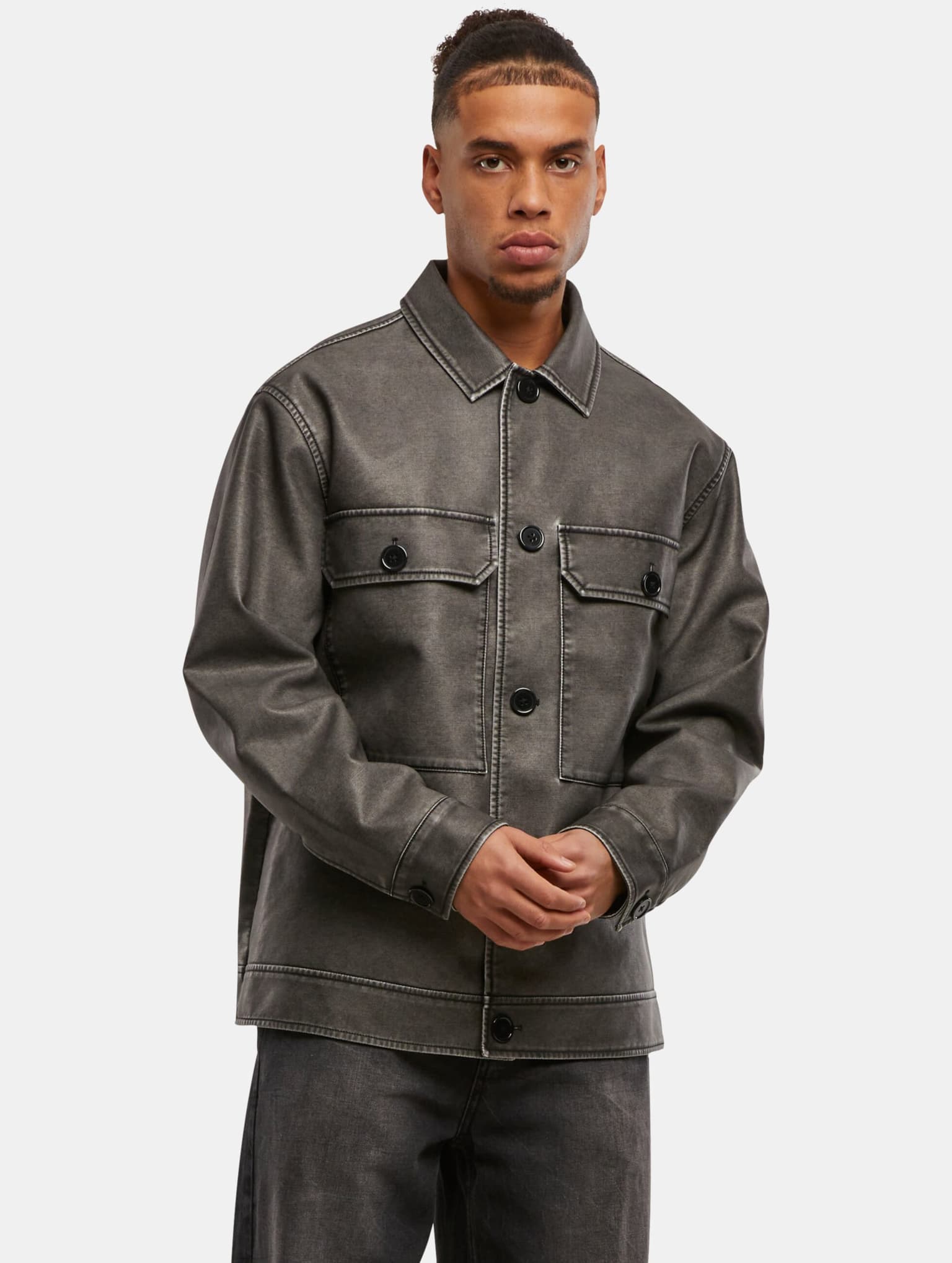 Urban Classics Synthetic Vintage Leather Shirt Jacket