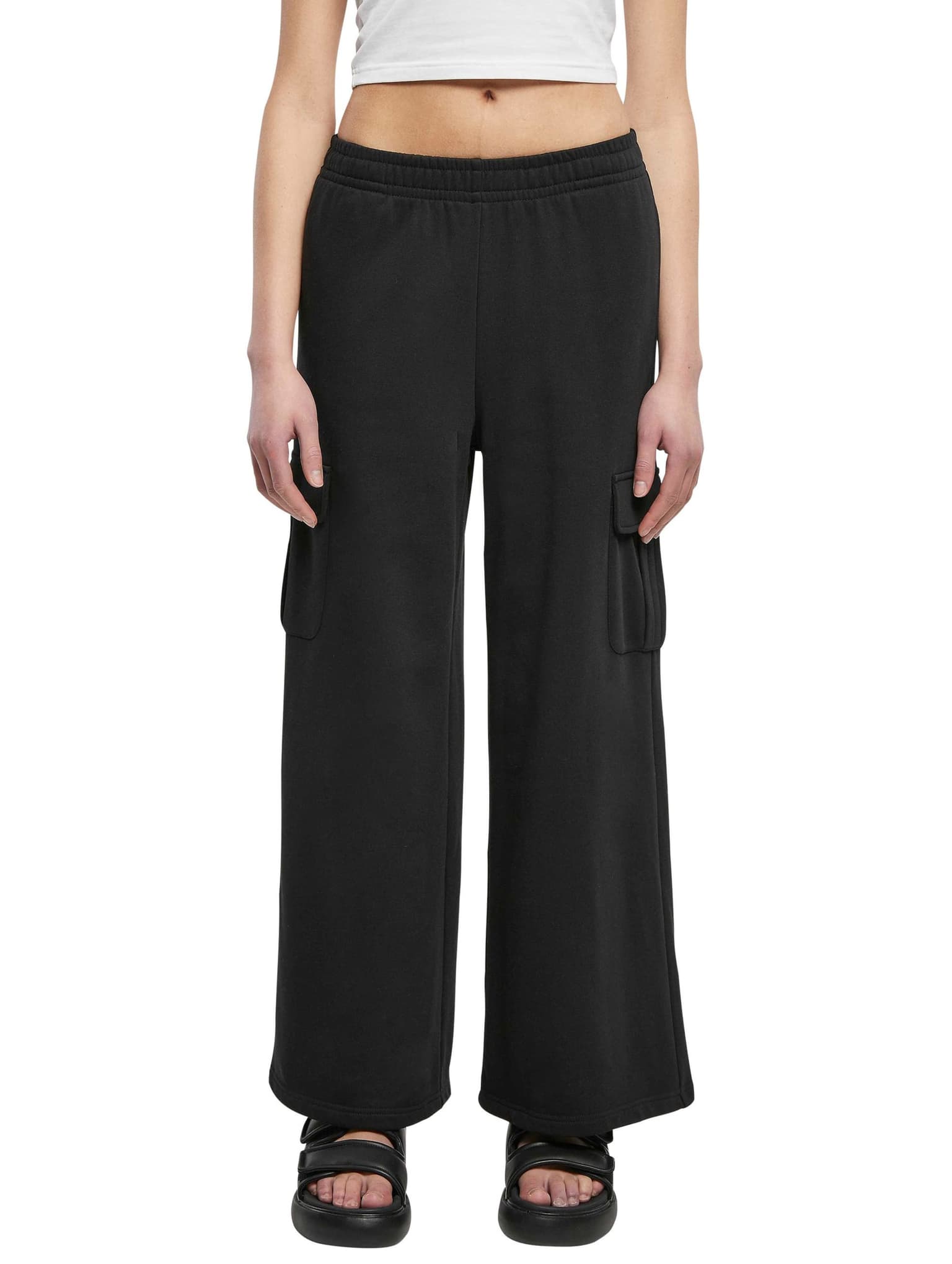 Urban Classics Ladies Highwaist Wide Leg Cargo Terry Pants – Bild 4