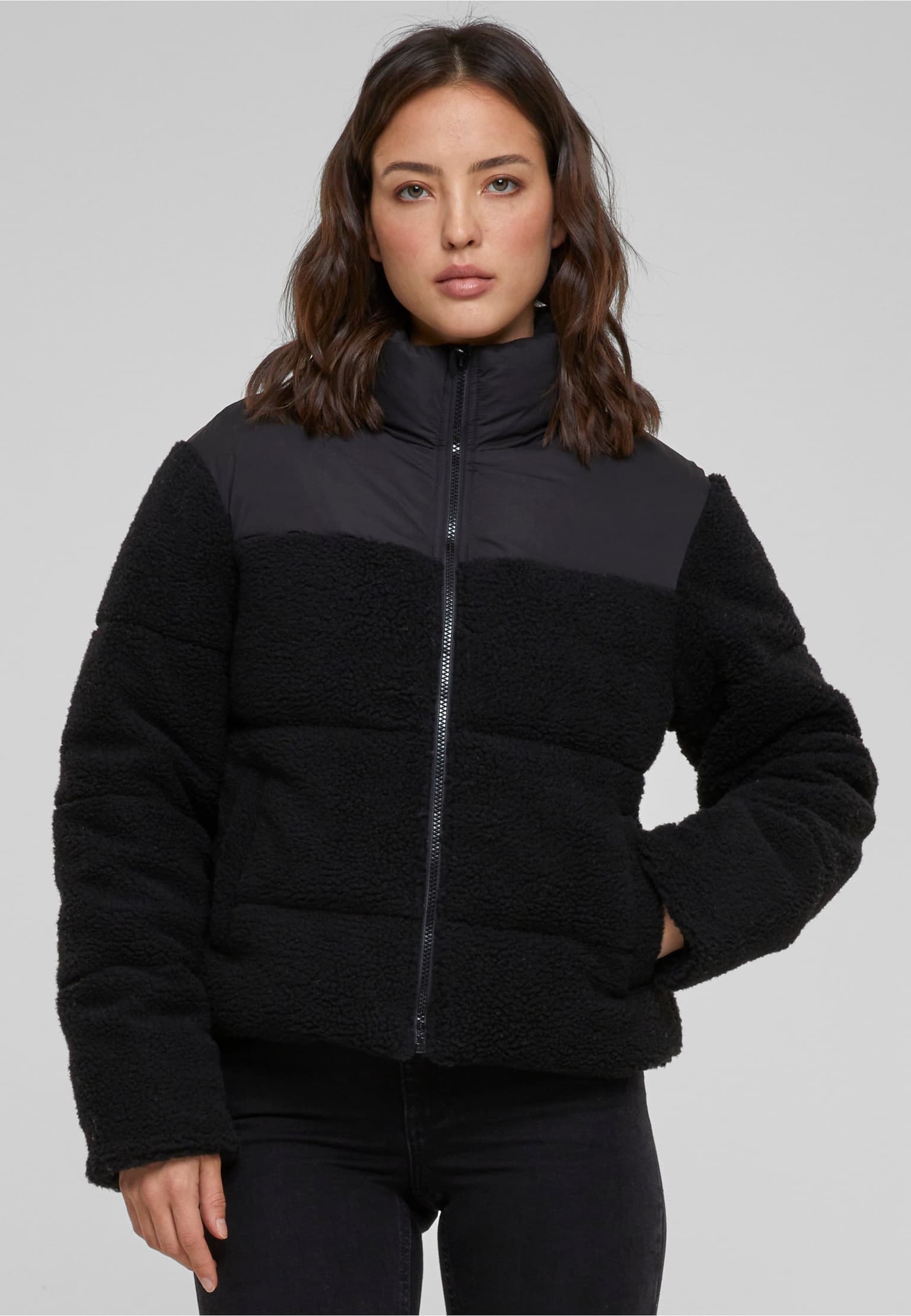 Urban Classics Ladies Short Sherpa Mix Puffer Jacket