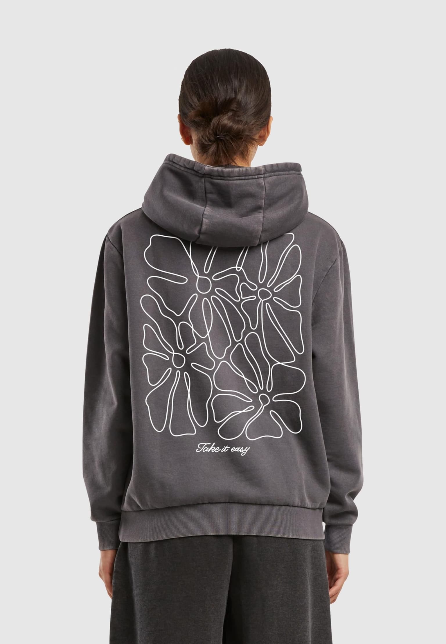 Miss Tee One Line Flowers Ladies Vintage Heavy Hoody – Bild 2