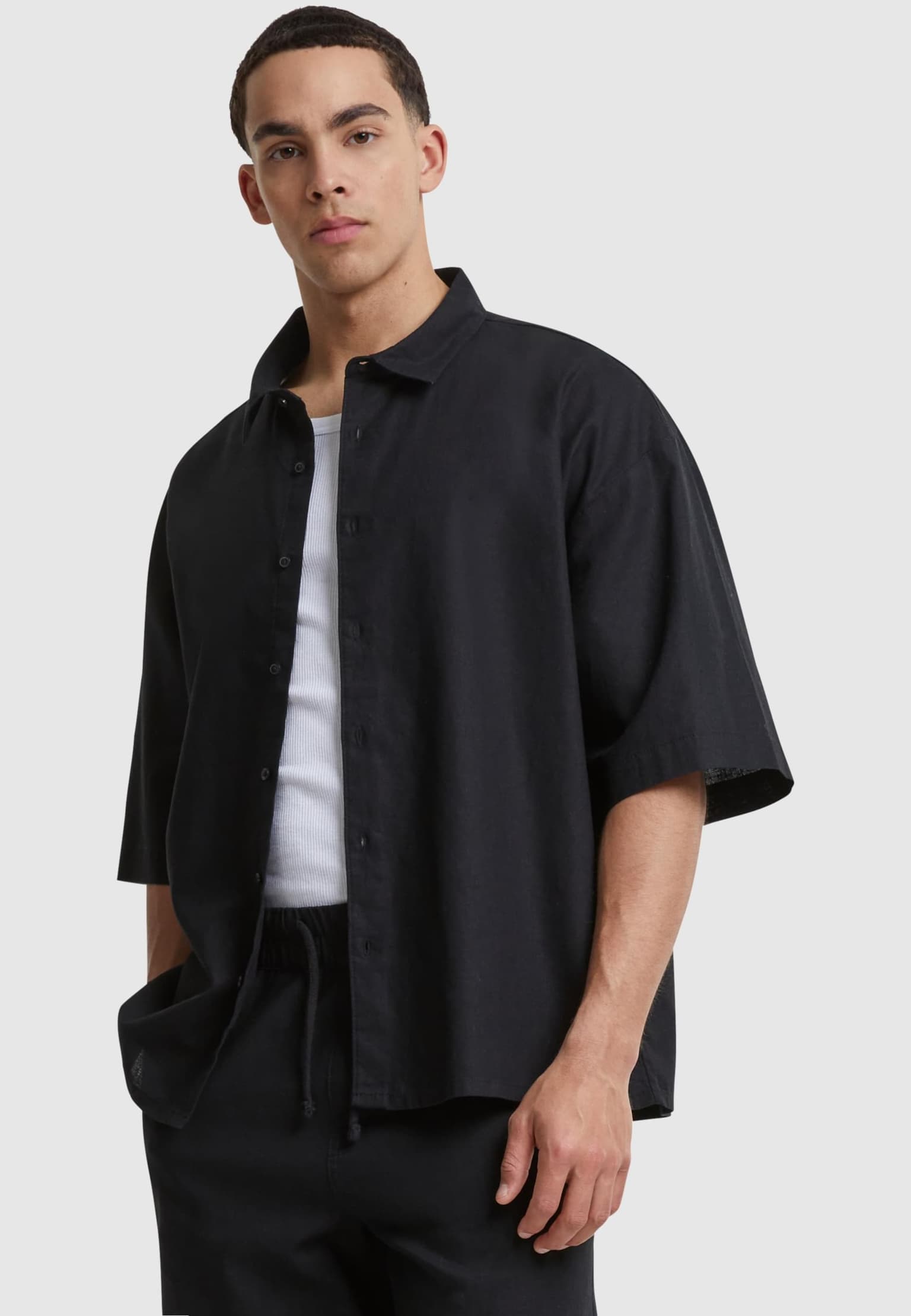 Urban Classics Boxy Cotton Linen Shirt