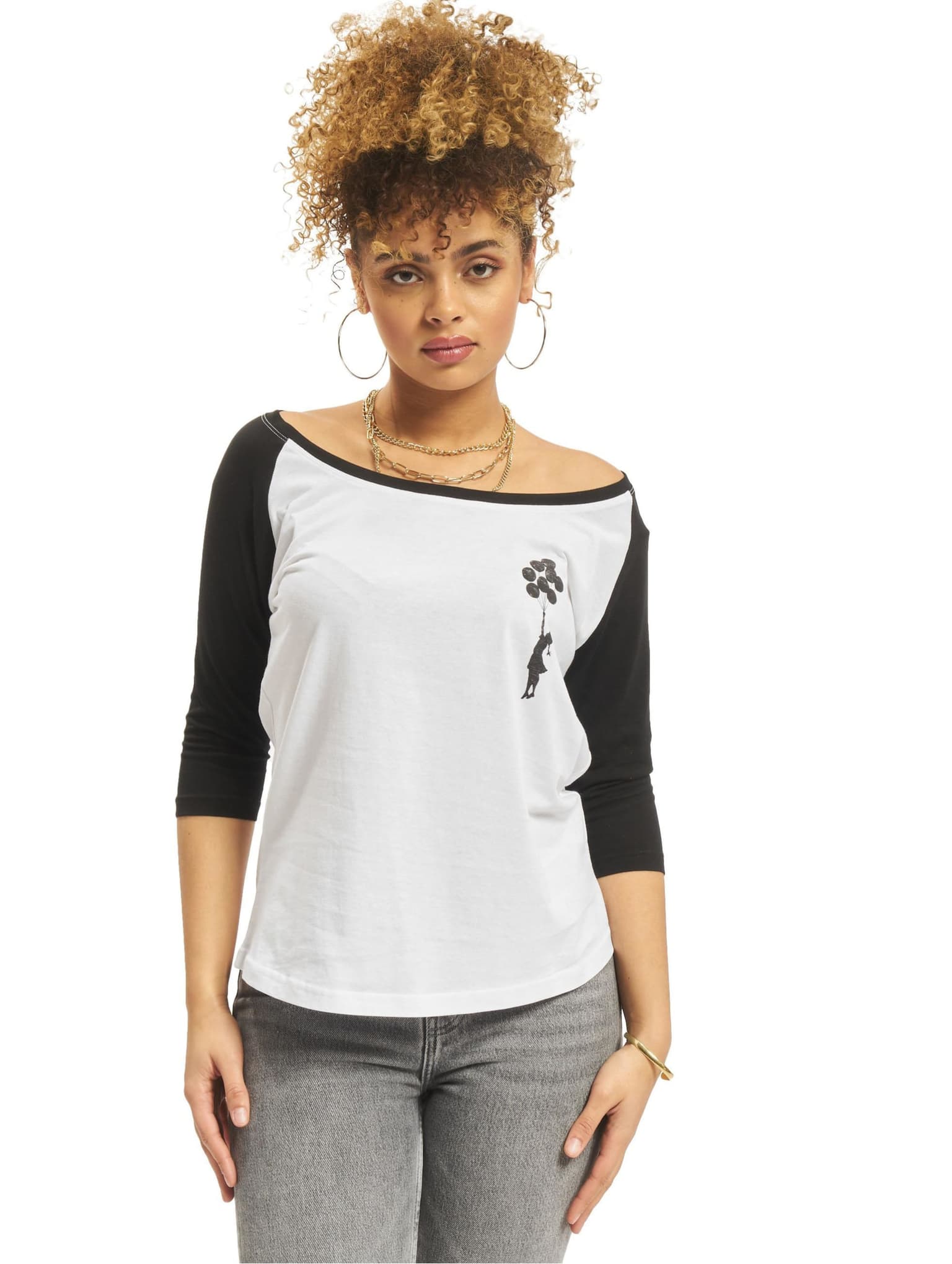 Merchcode Ladies Brandalised - BanksyÂ´s Graffiti Balloons Raglan Tee – Bild 4