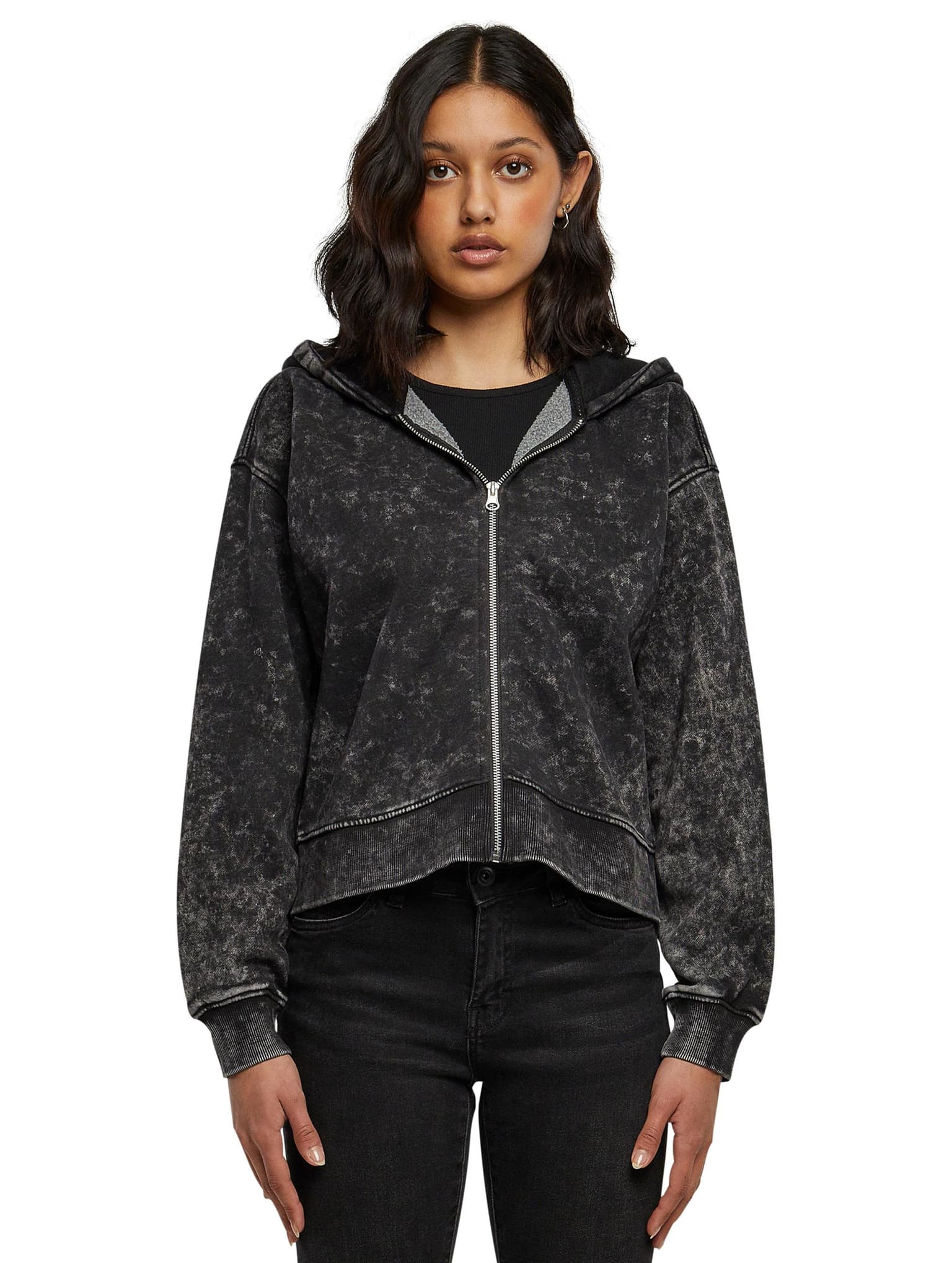 Urban Classics Ladies Short Oversized Towel Washed Zip Hoody – Bild 4