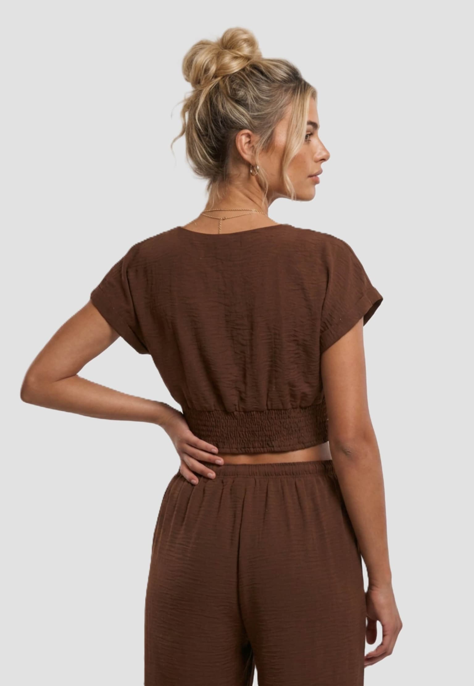 Urban Classics Ladies Knotted V-Neck Top – Bild 2