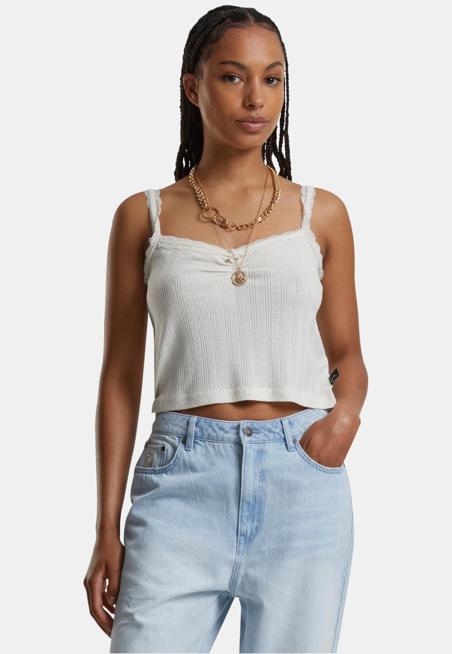 Karl Kani Woven Signature Pointelle Top