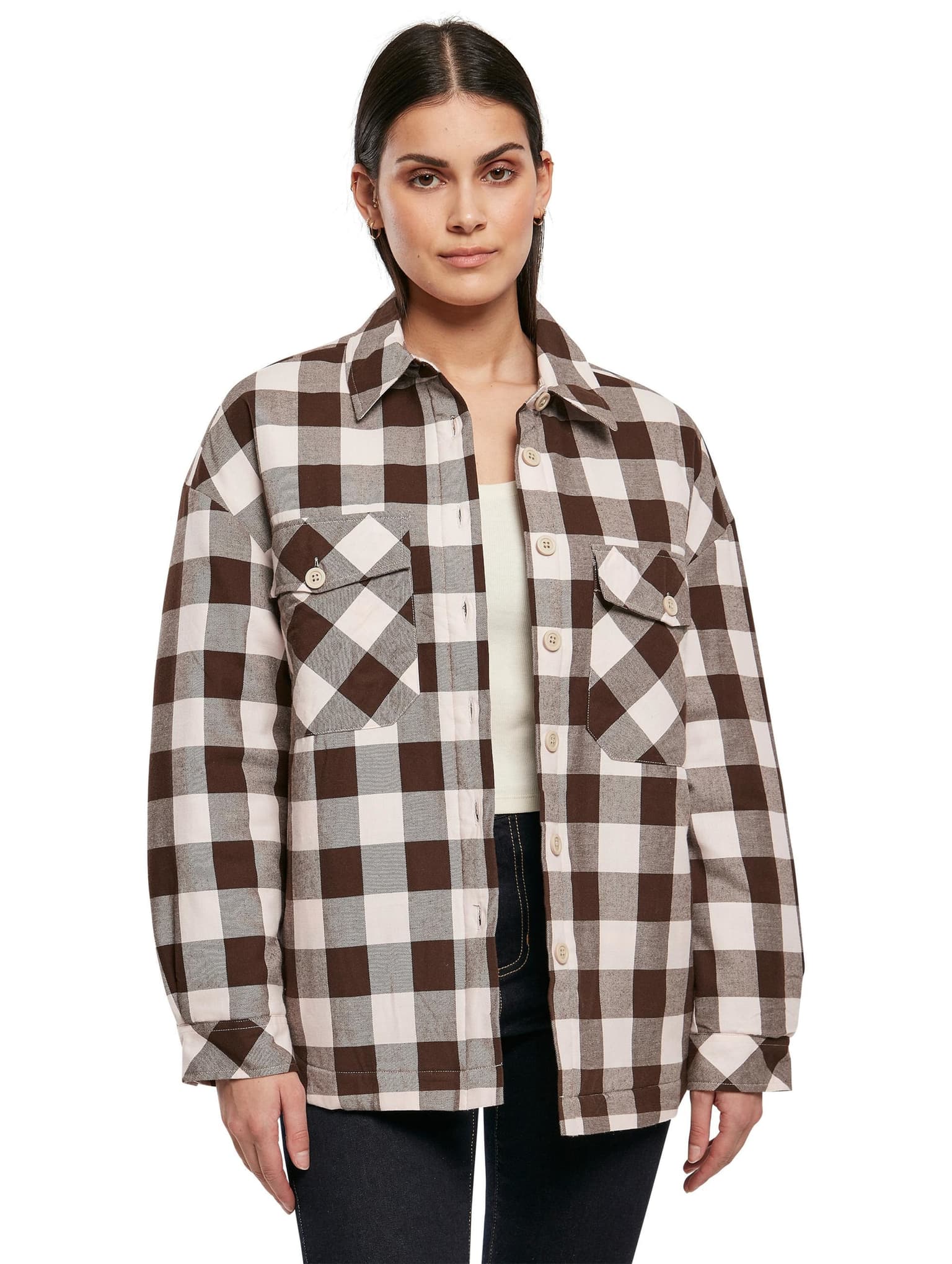 Urban Classics Ladies Flanell Padded Overshirt – Bild 4