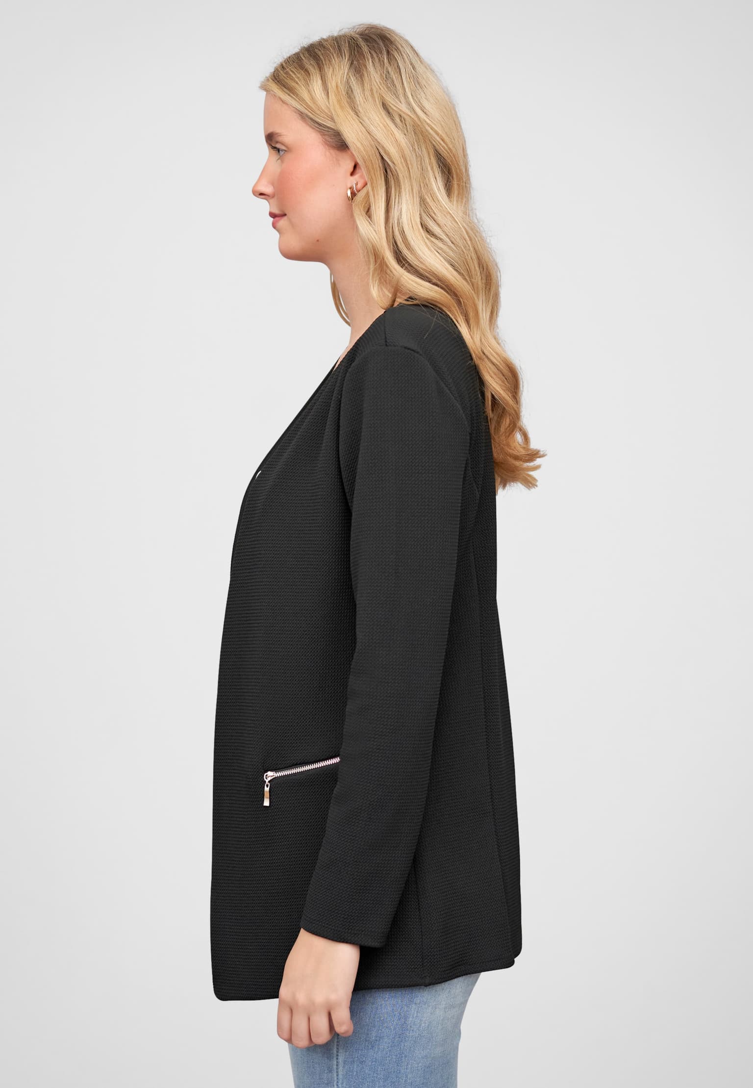 Cloud5ive Damen Blazer mit 2-Zip-Pockets u. Strukturstoff – Bild 3
