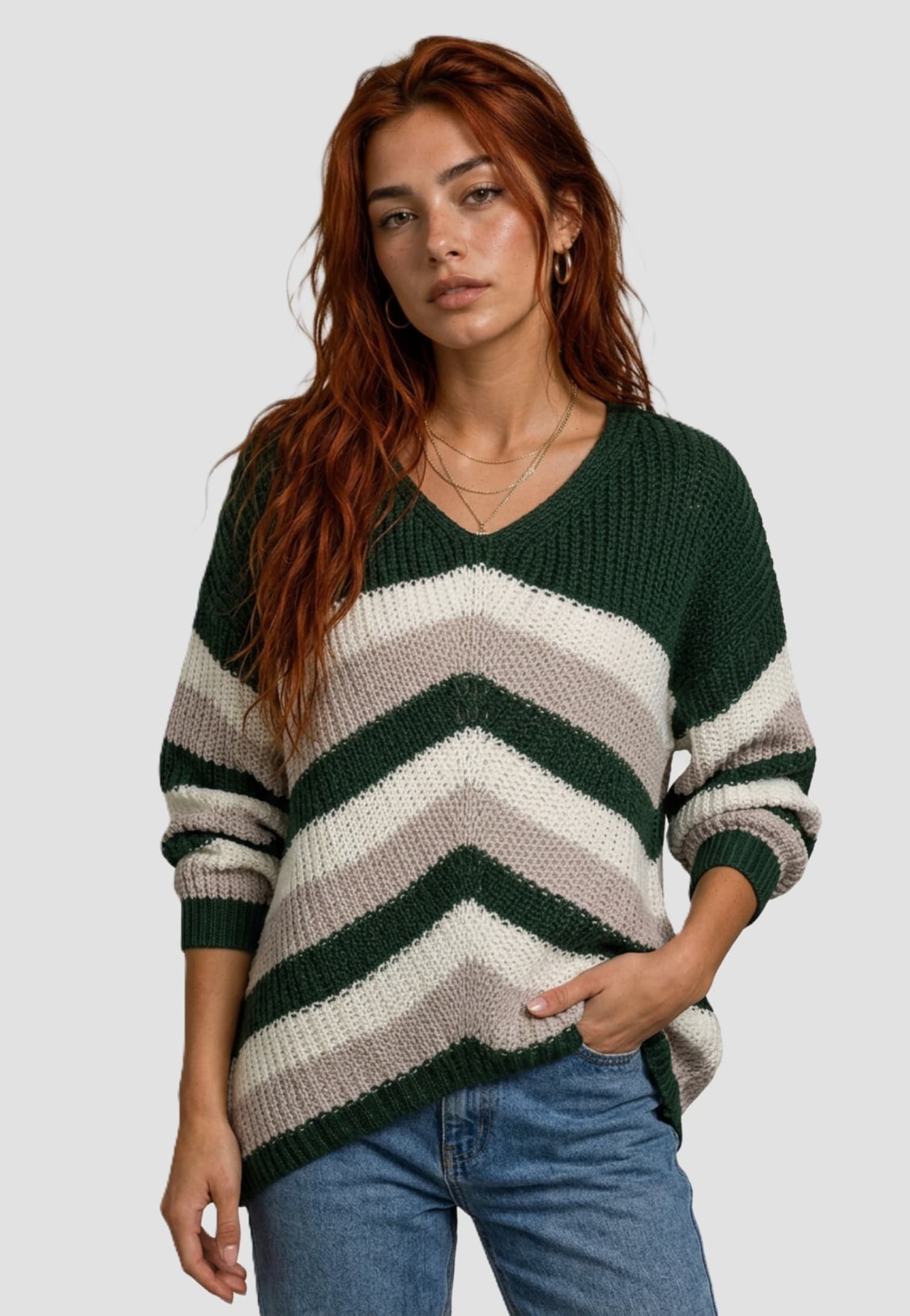 Cloud5ive Colorblock Knit Sweater Arrow Print