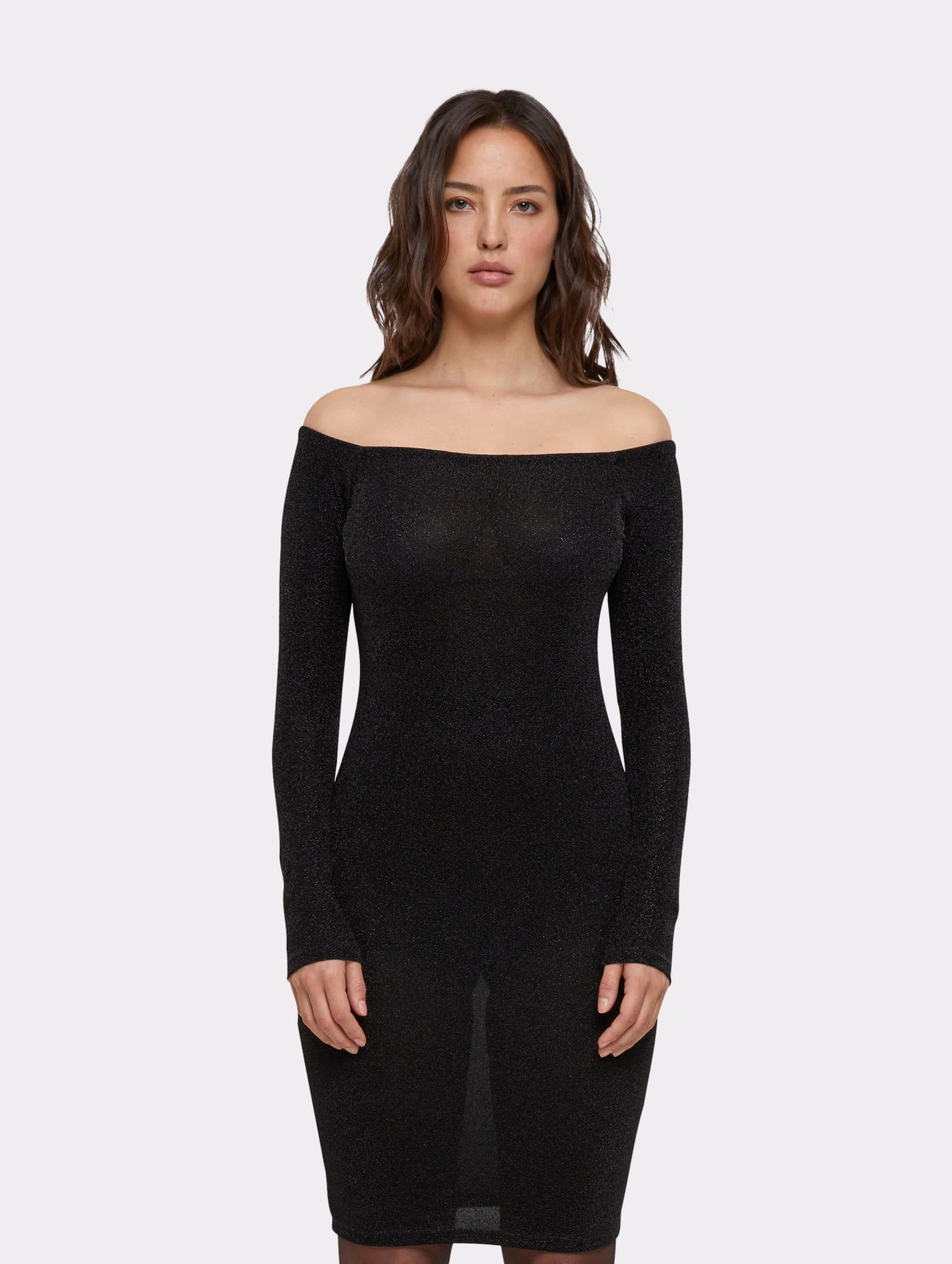 Urban Classics Ladies Off Shoulder Longsleeve Glitter Dress – Bild 3