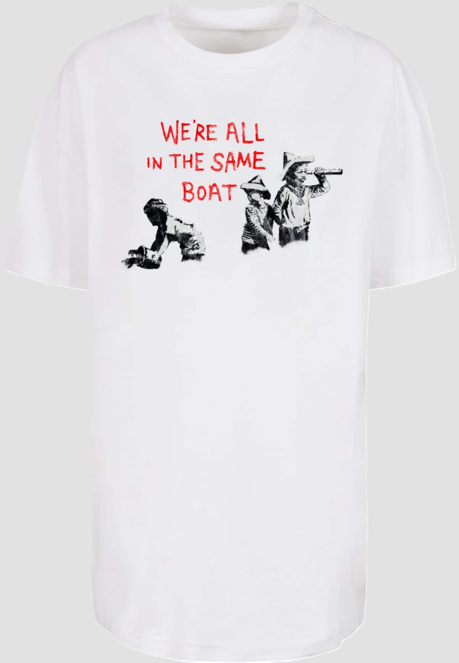 Merchcode Ladies Brandalised - In The Same Boat Oversized Boyfriend Tee – Bild 3